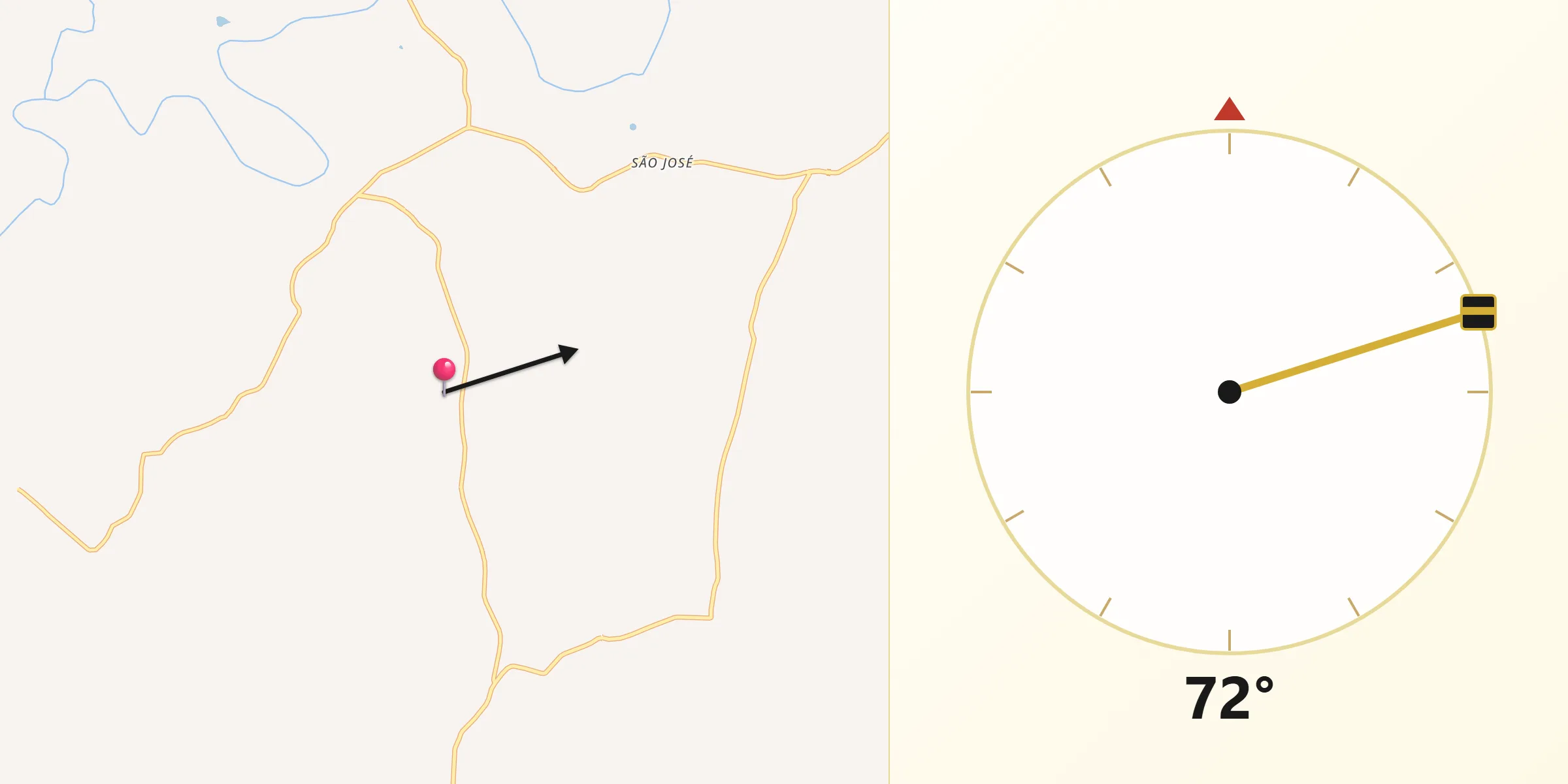 Direção da Qibla a partir de Alto Alegre