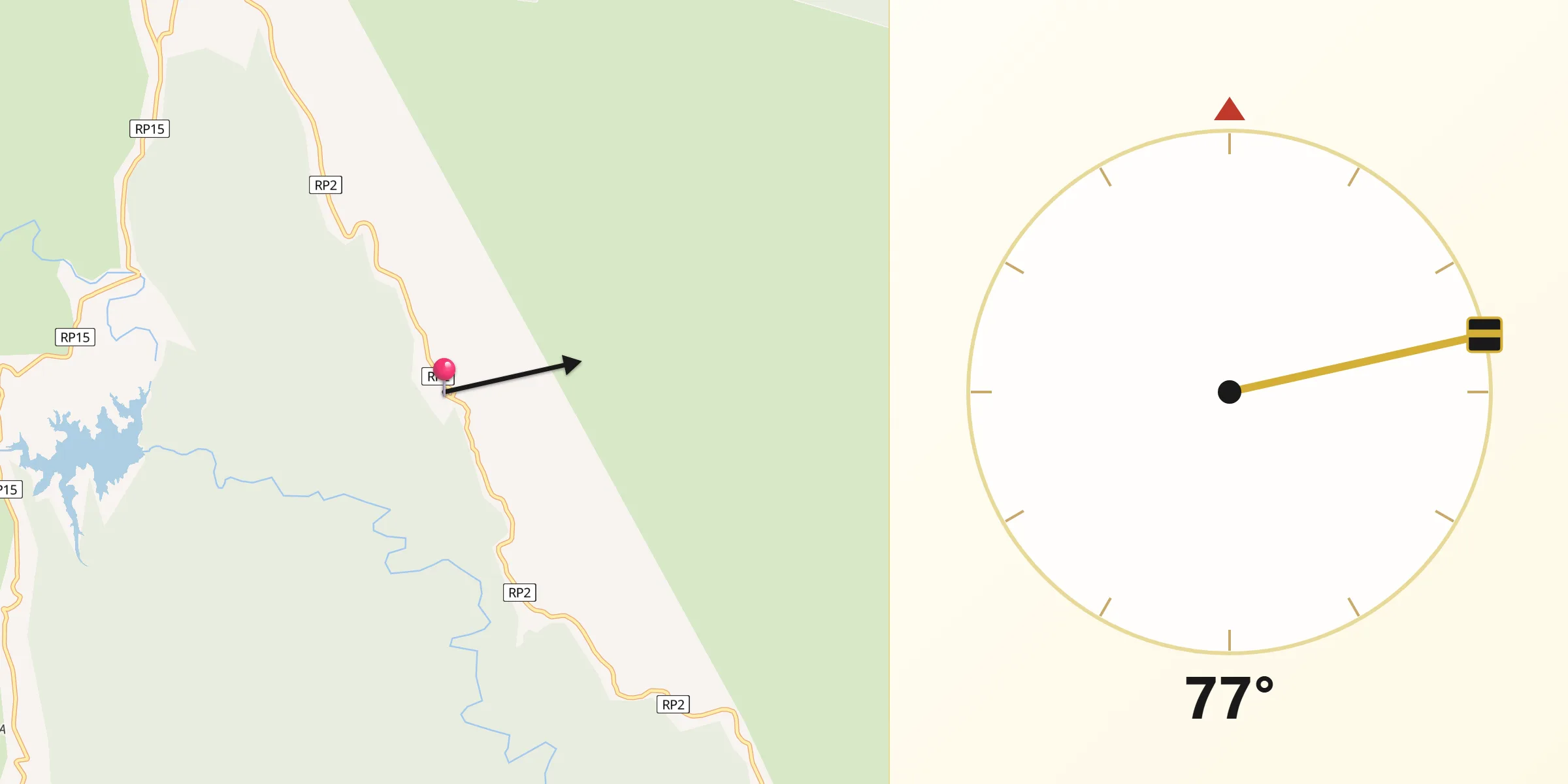 Dirección de la Qibla desde Ancasti