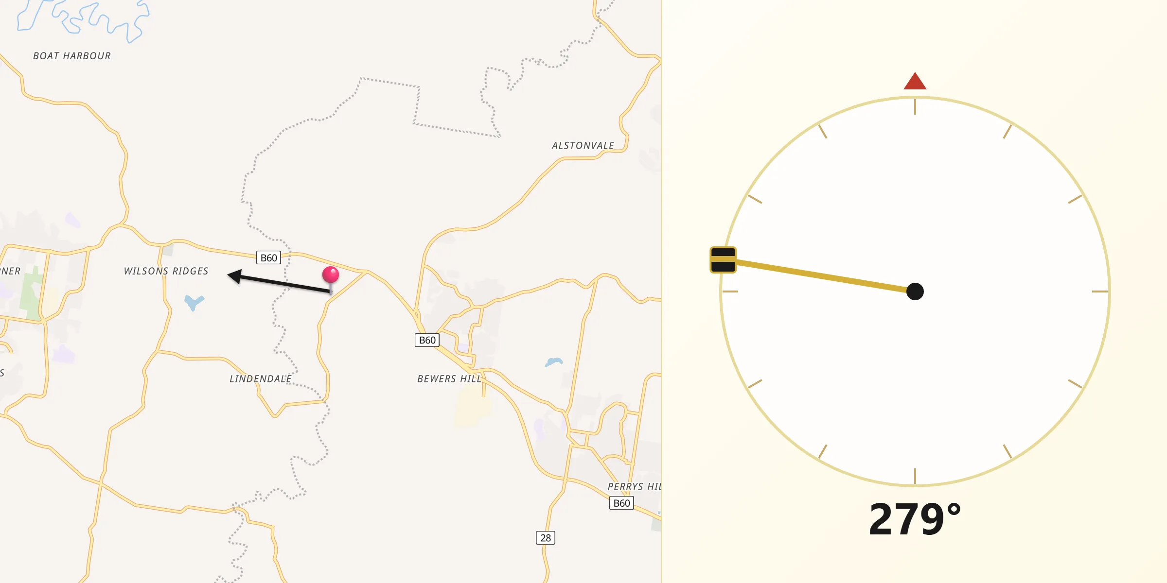 Qibla Direction from Wollongbar