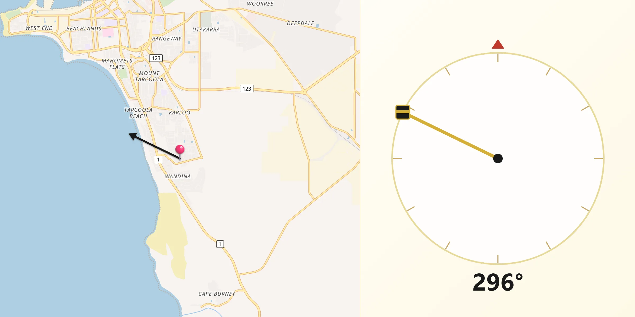 Qibla Direction from Wandina