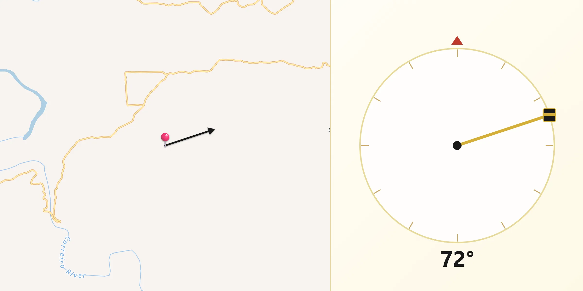 Direção da Qibla a partir de Vista Alegre do Prata