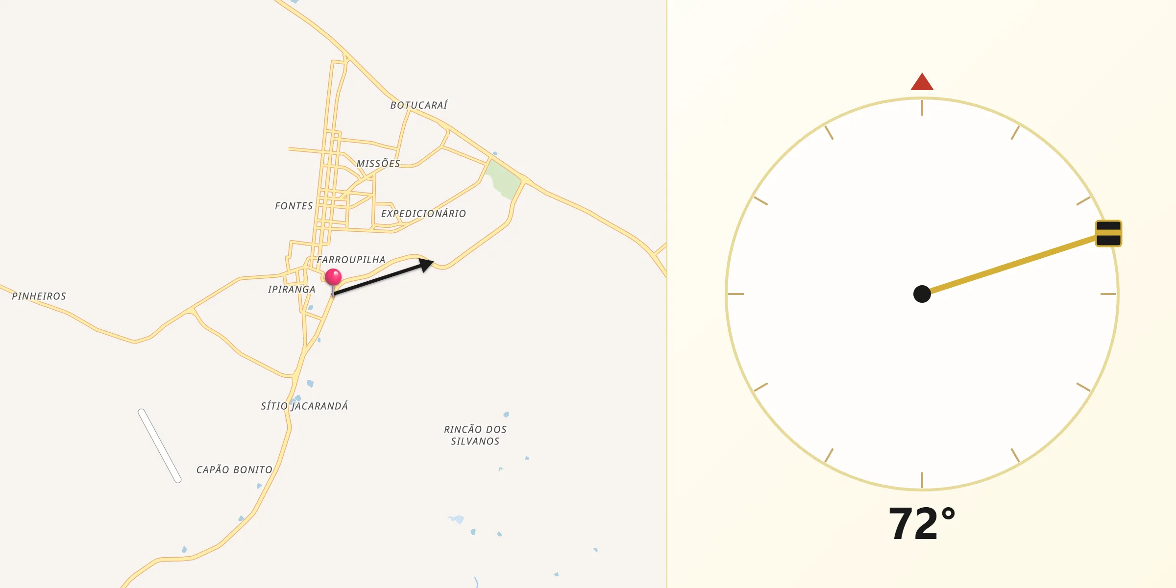 Direção da Qibla a partir de Soledade