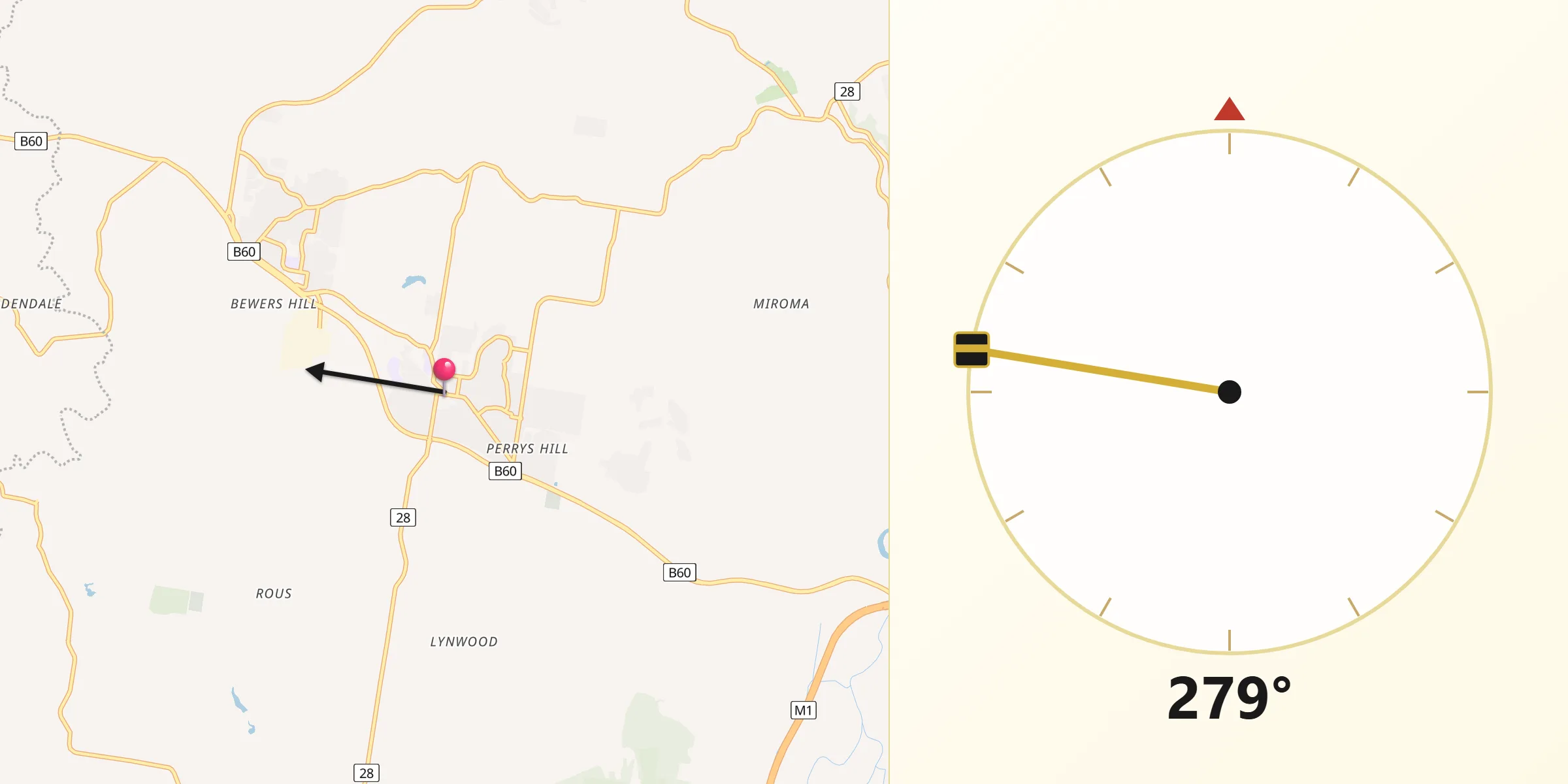 Qibla Direction from Alstonville