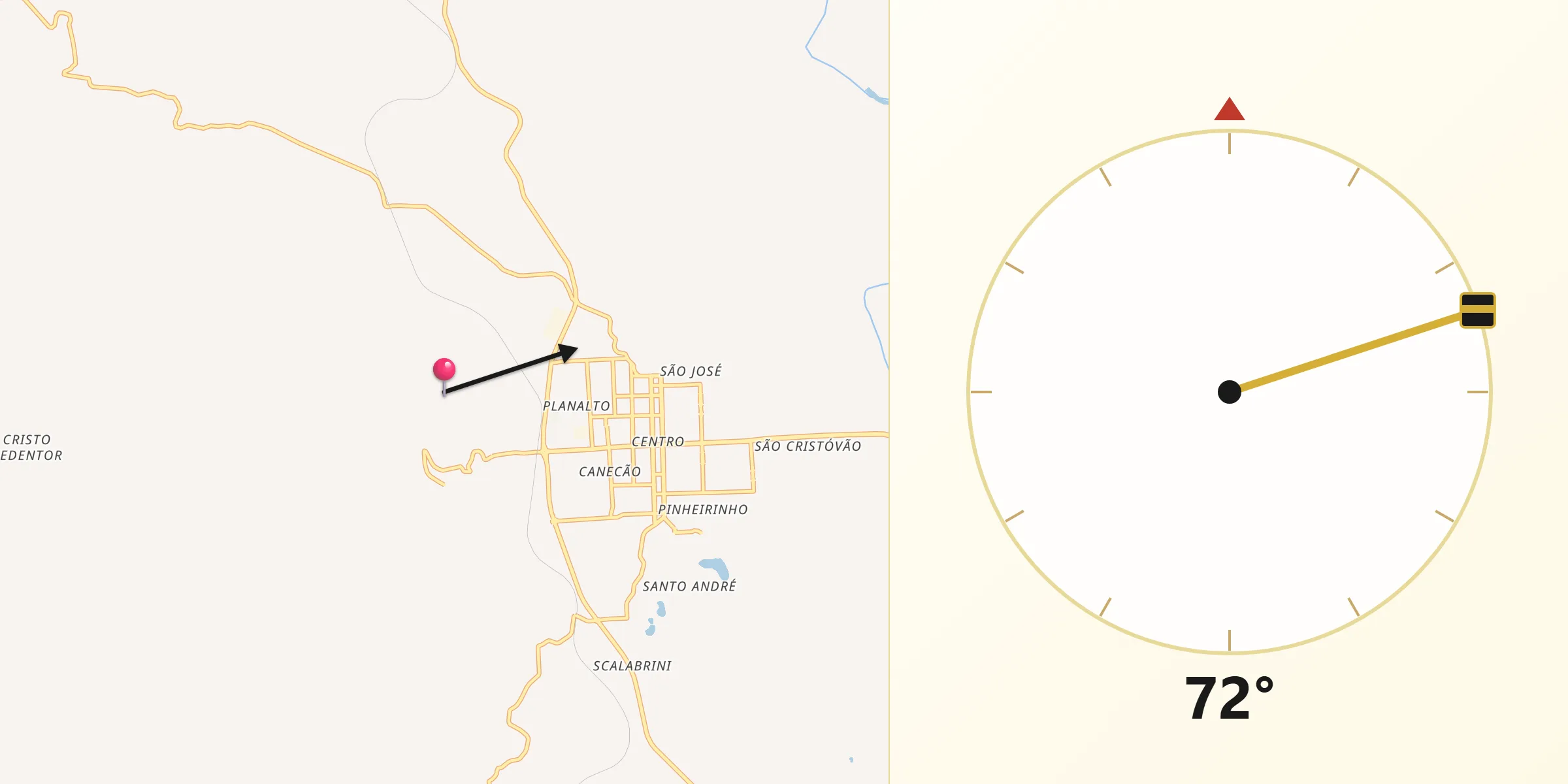 Direção da Qibla a partir de Guaporé