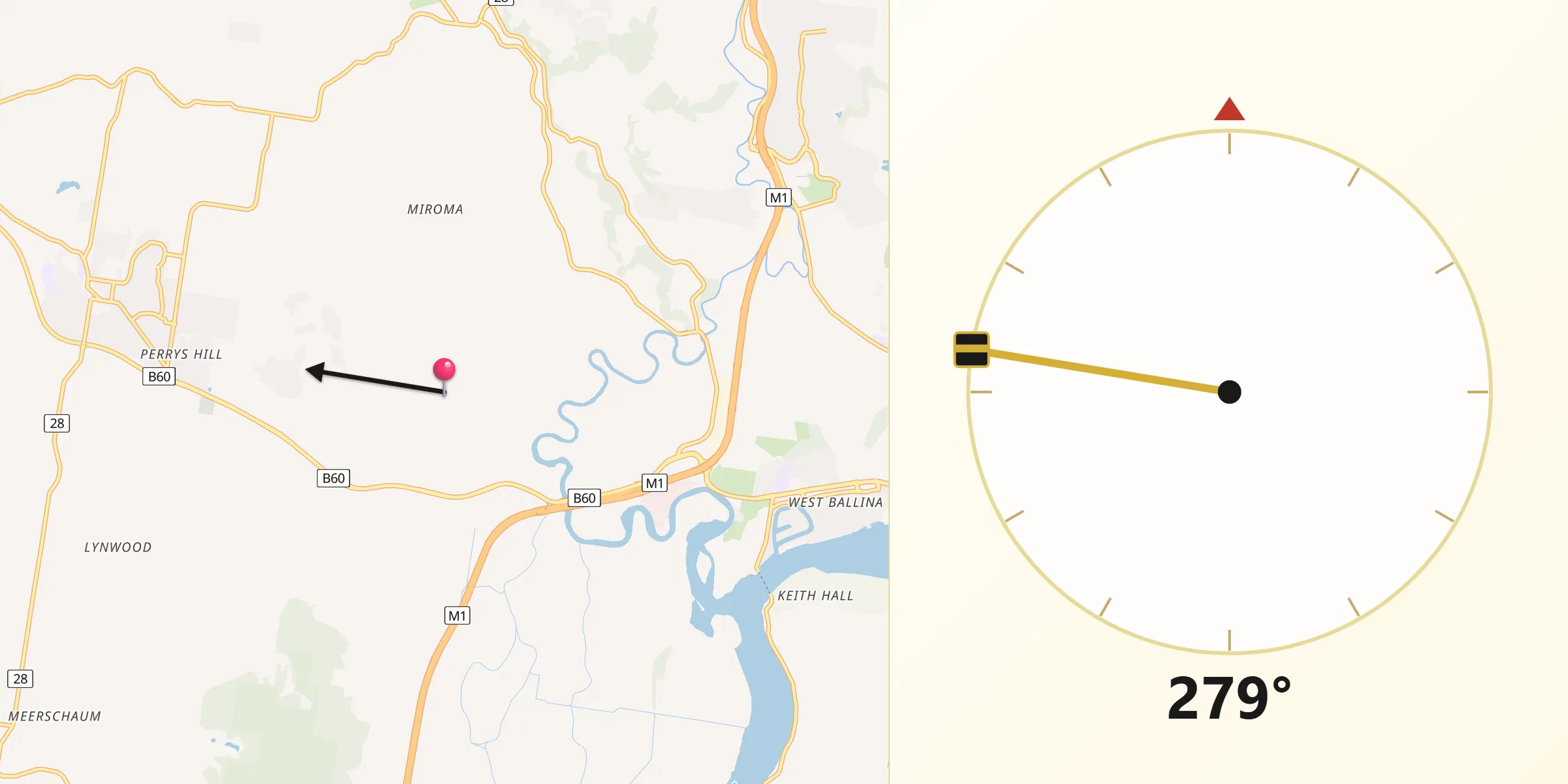 Qibla Direction from Ballina