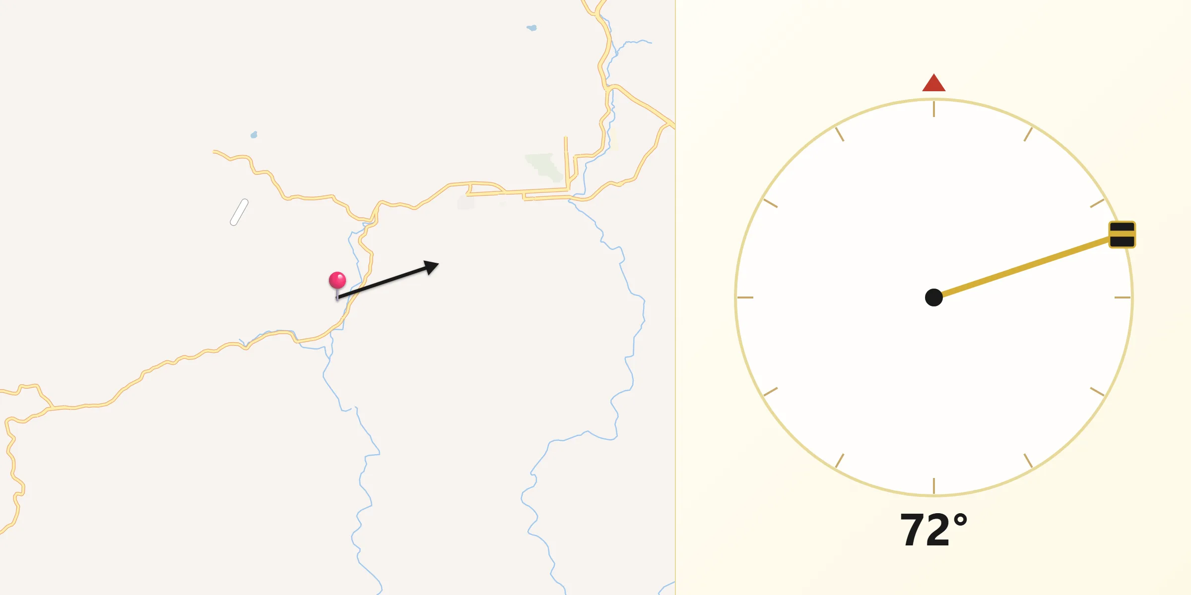 Direção da Qibla a partir de Antônio Prado