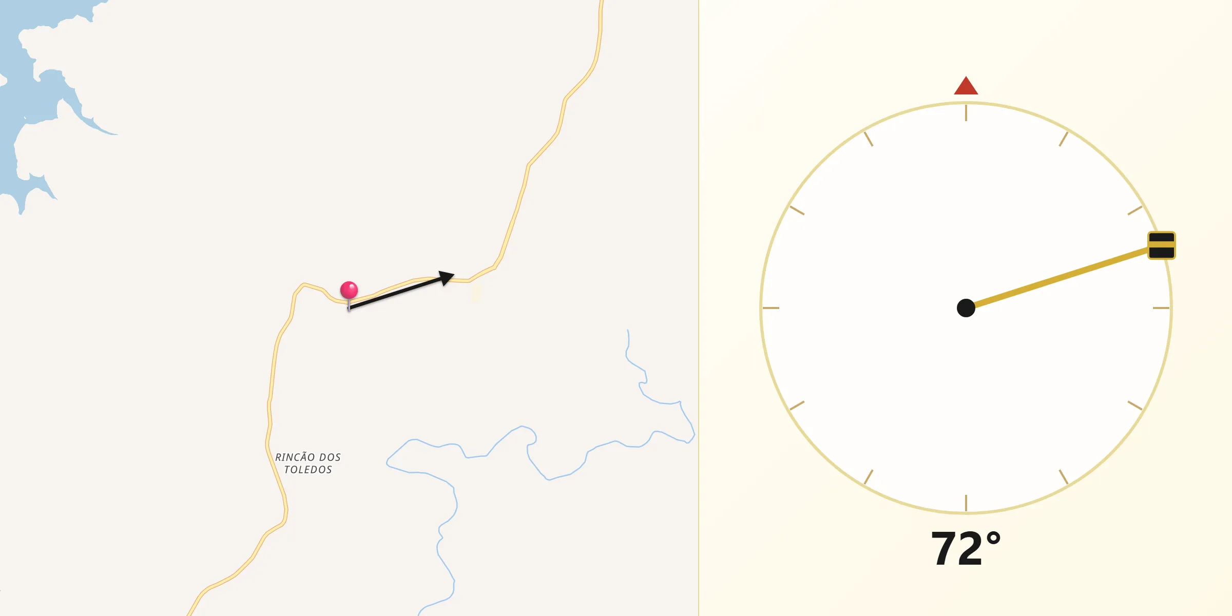 Direção da Qibla a partir de Campos Borges