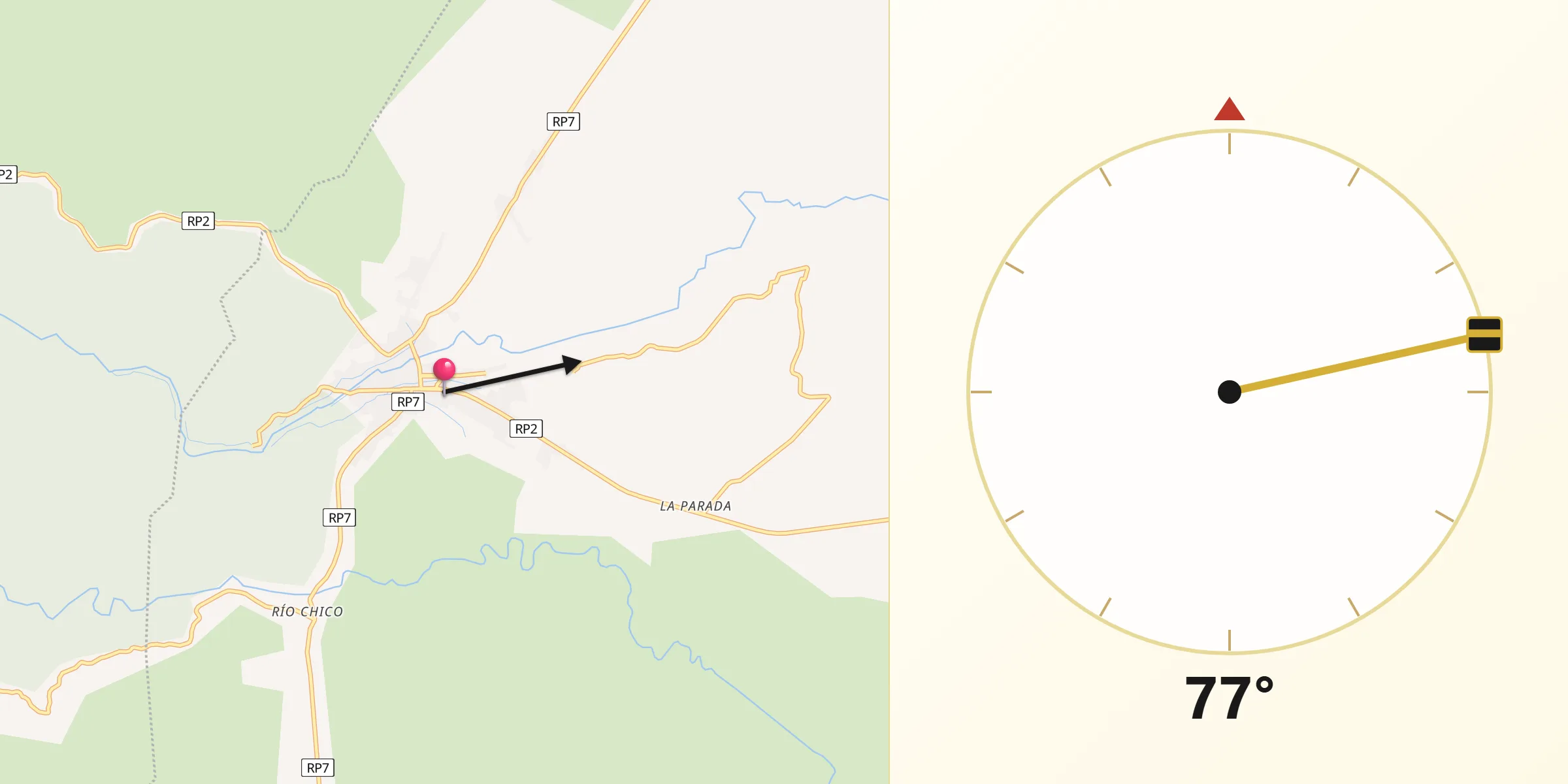 Dirección de la Qibla desde Icaño