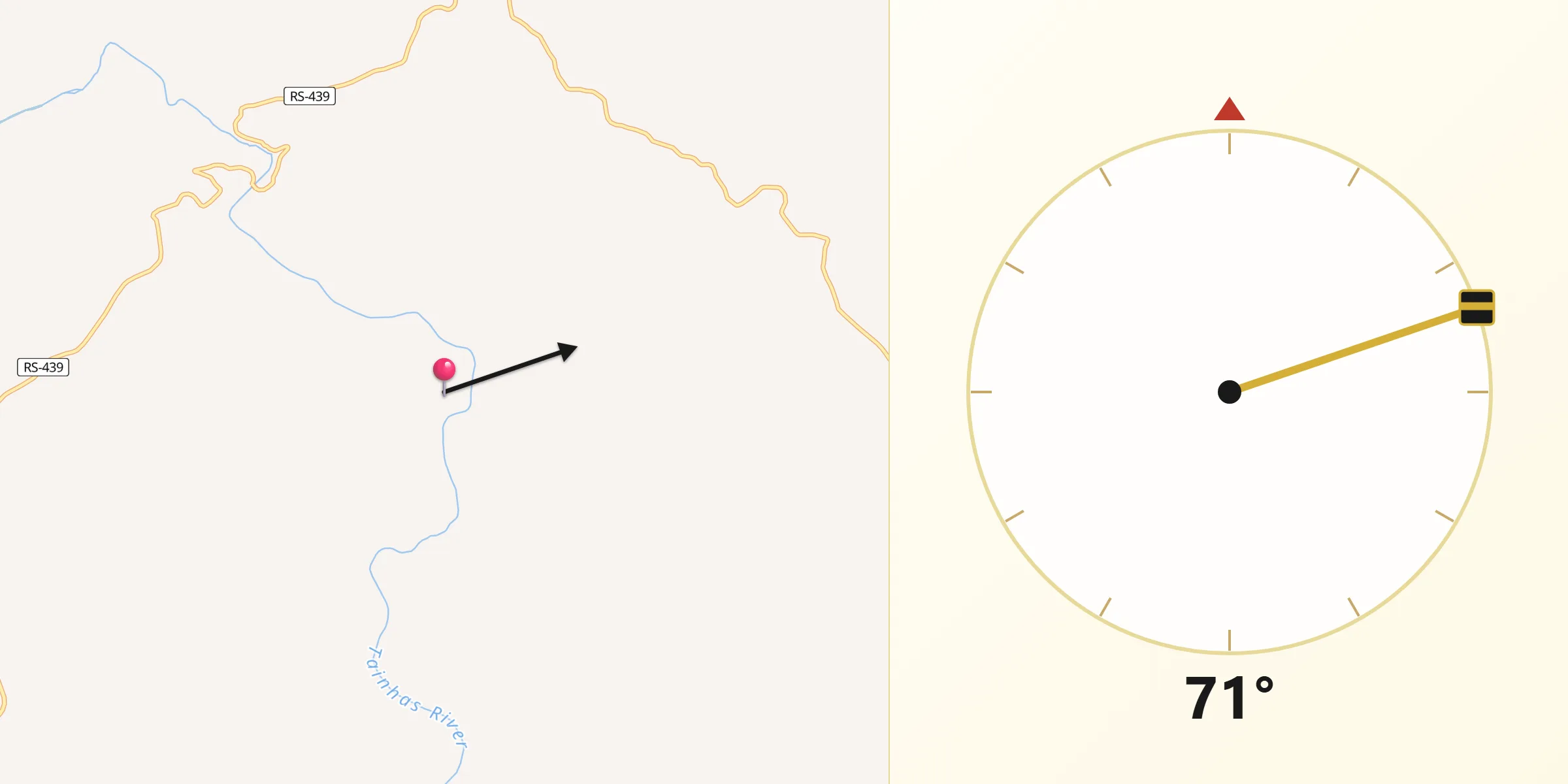 Direção da Qibla a partir de Jaquirana