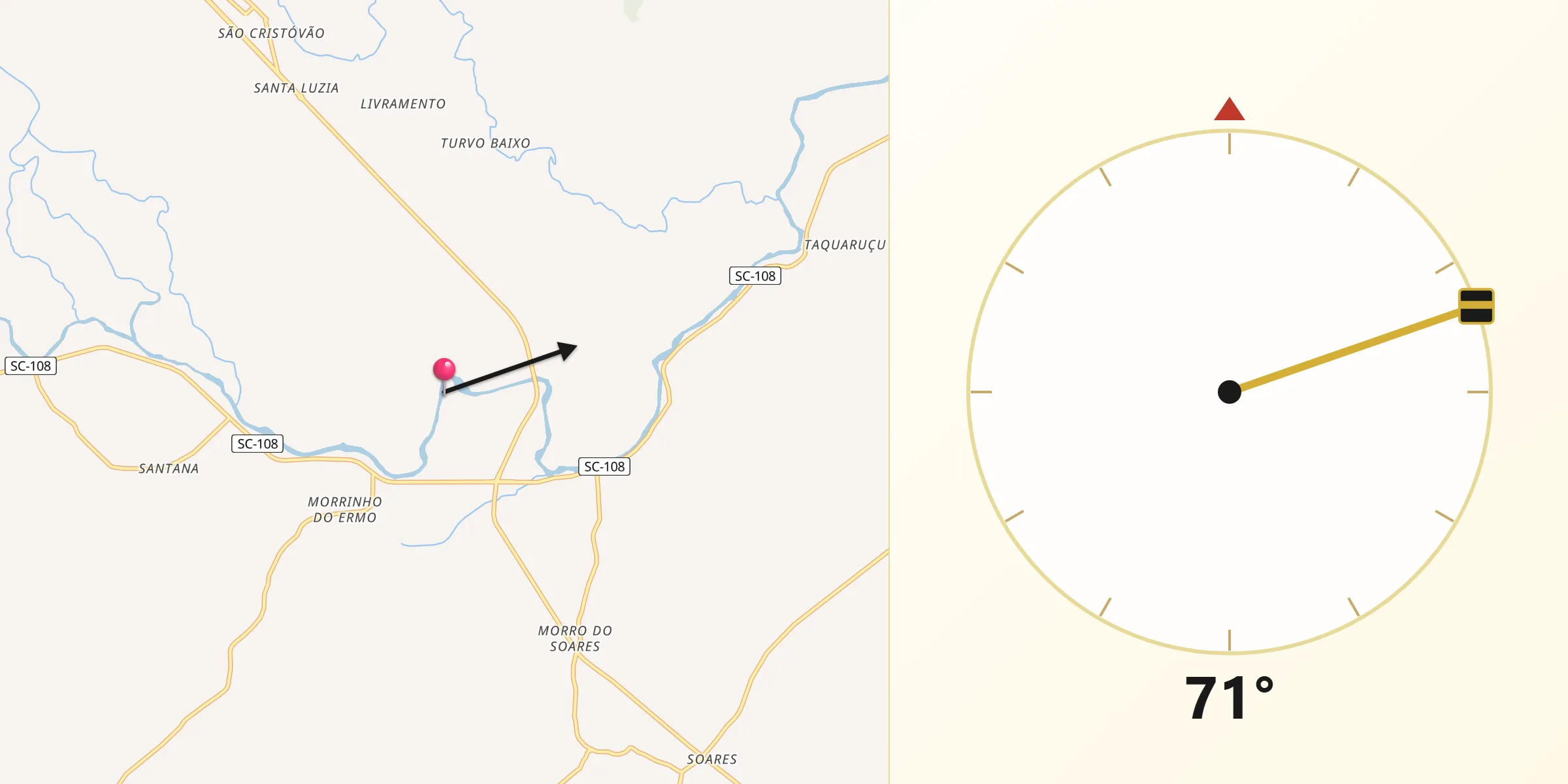 Direção da Qibla a partir de Ermo