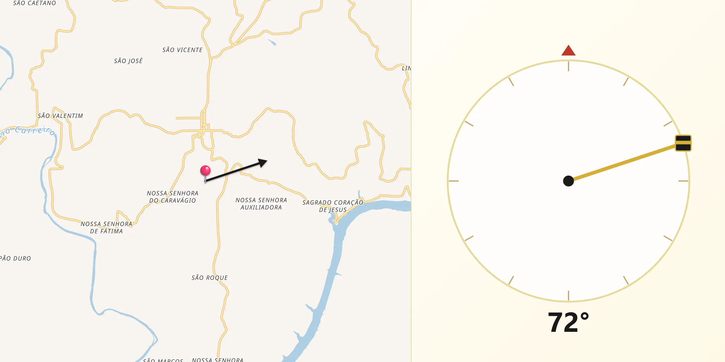 Direção da Qibla a partir de Cotiporã