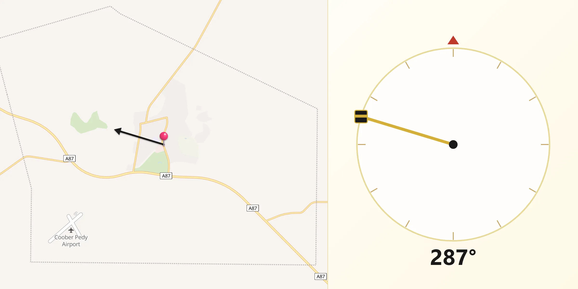 Qibla Direction from Coober Pedy