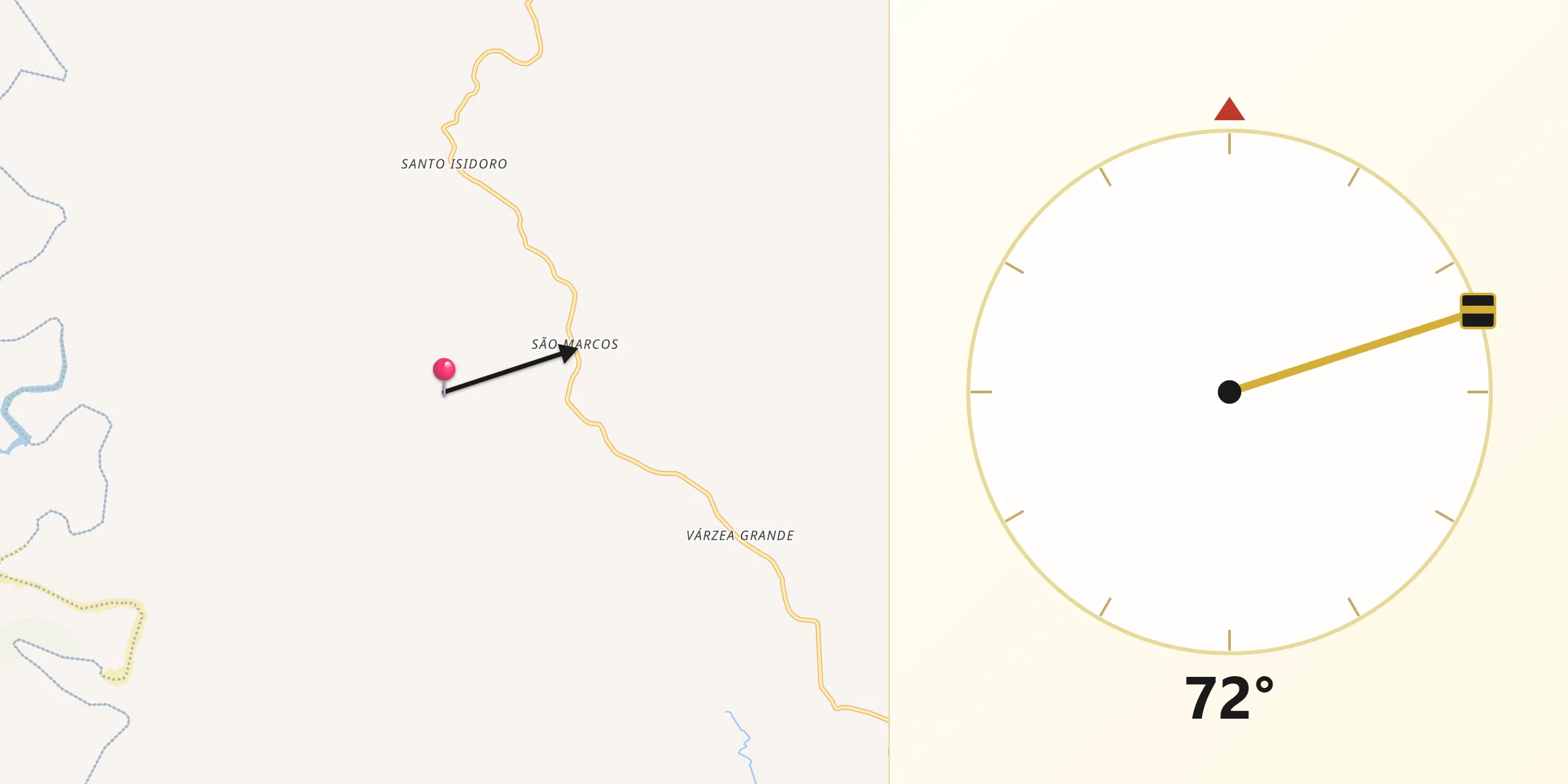Direção da Qibla a partir de Putinga