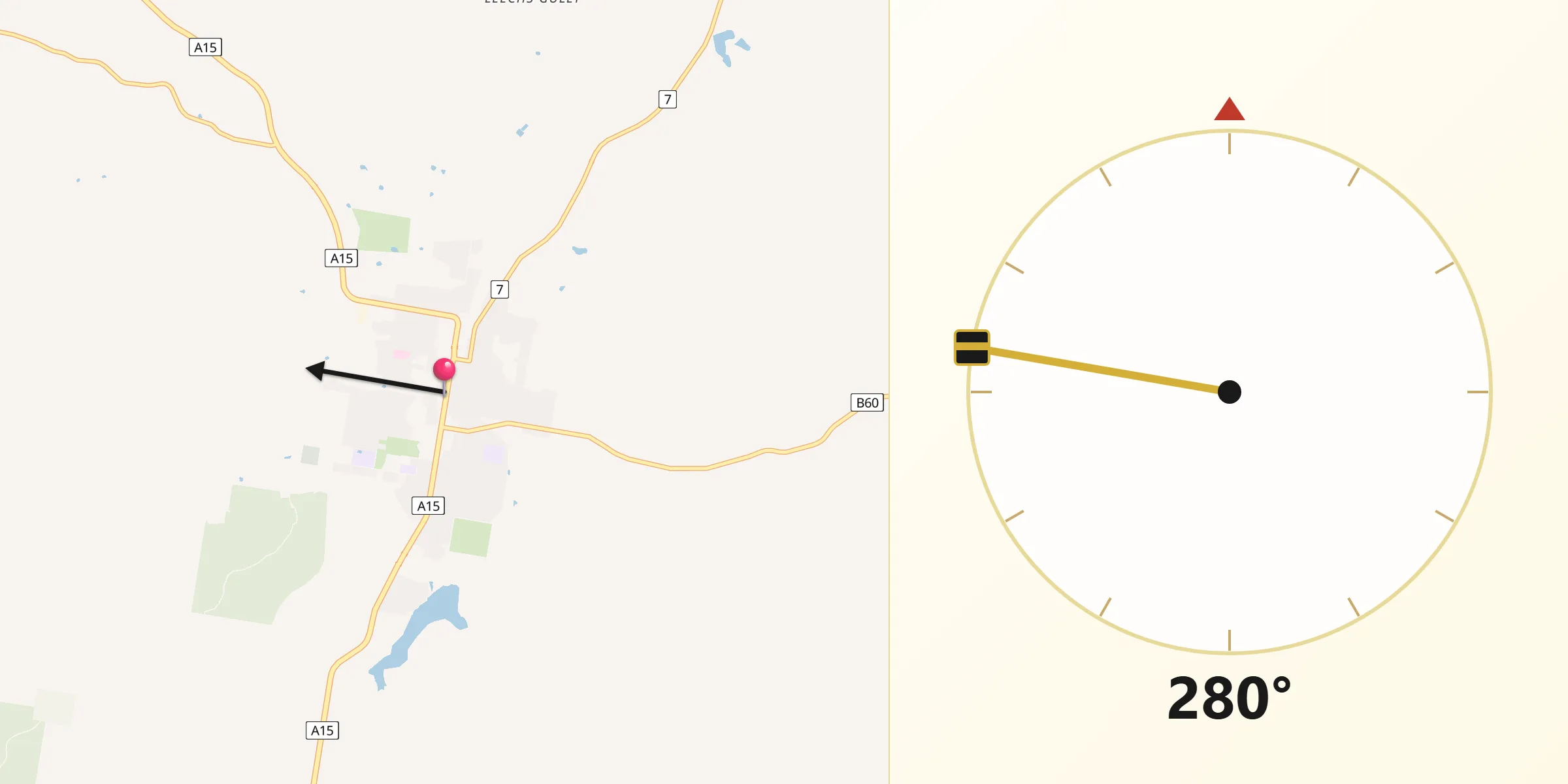 Qibla Direction from Tenterfield