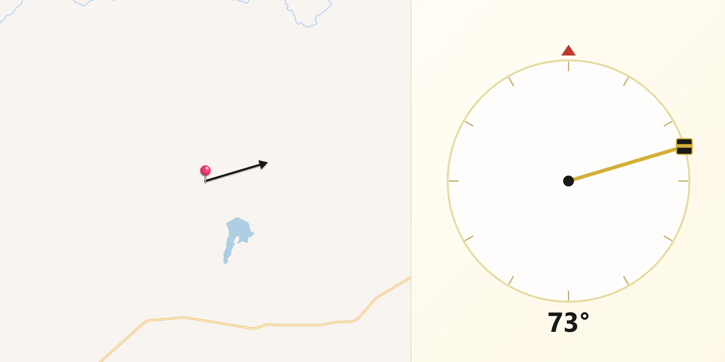 Direção da Qibla a partir de Maçambará