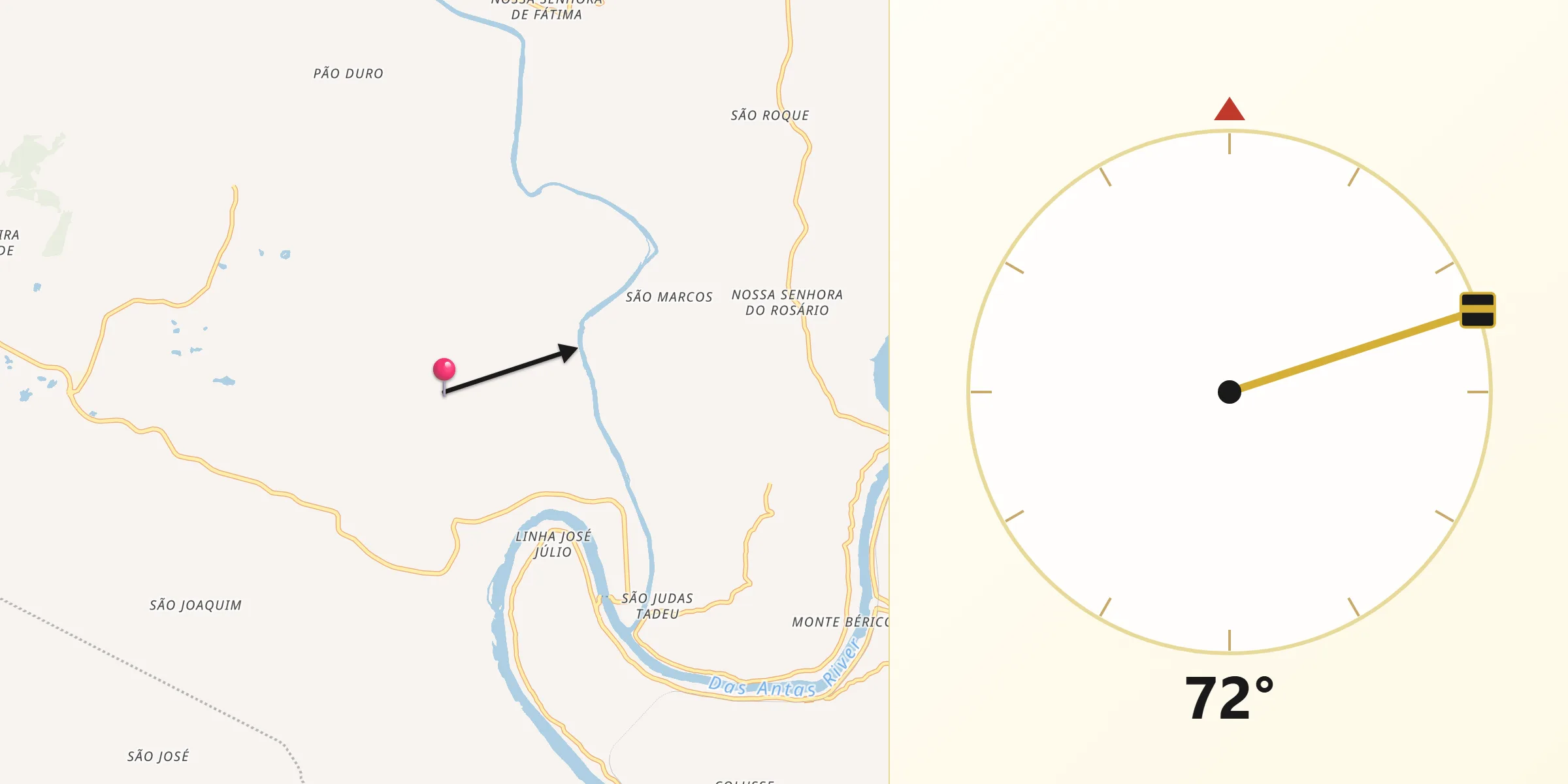 Direção da Qibla a partir de São Valentim do Sul