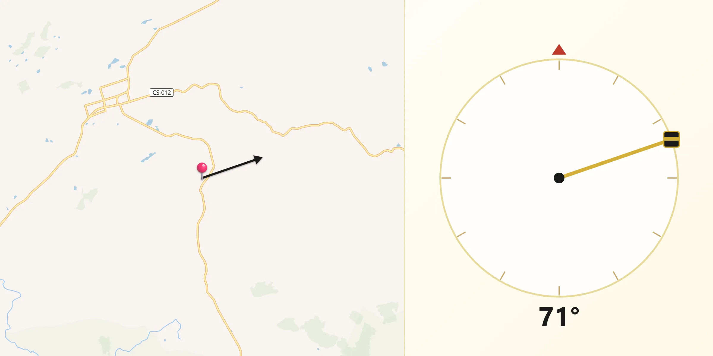 Direção da Qibla a partir de Cambará do Sul