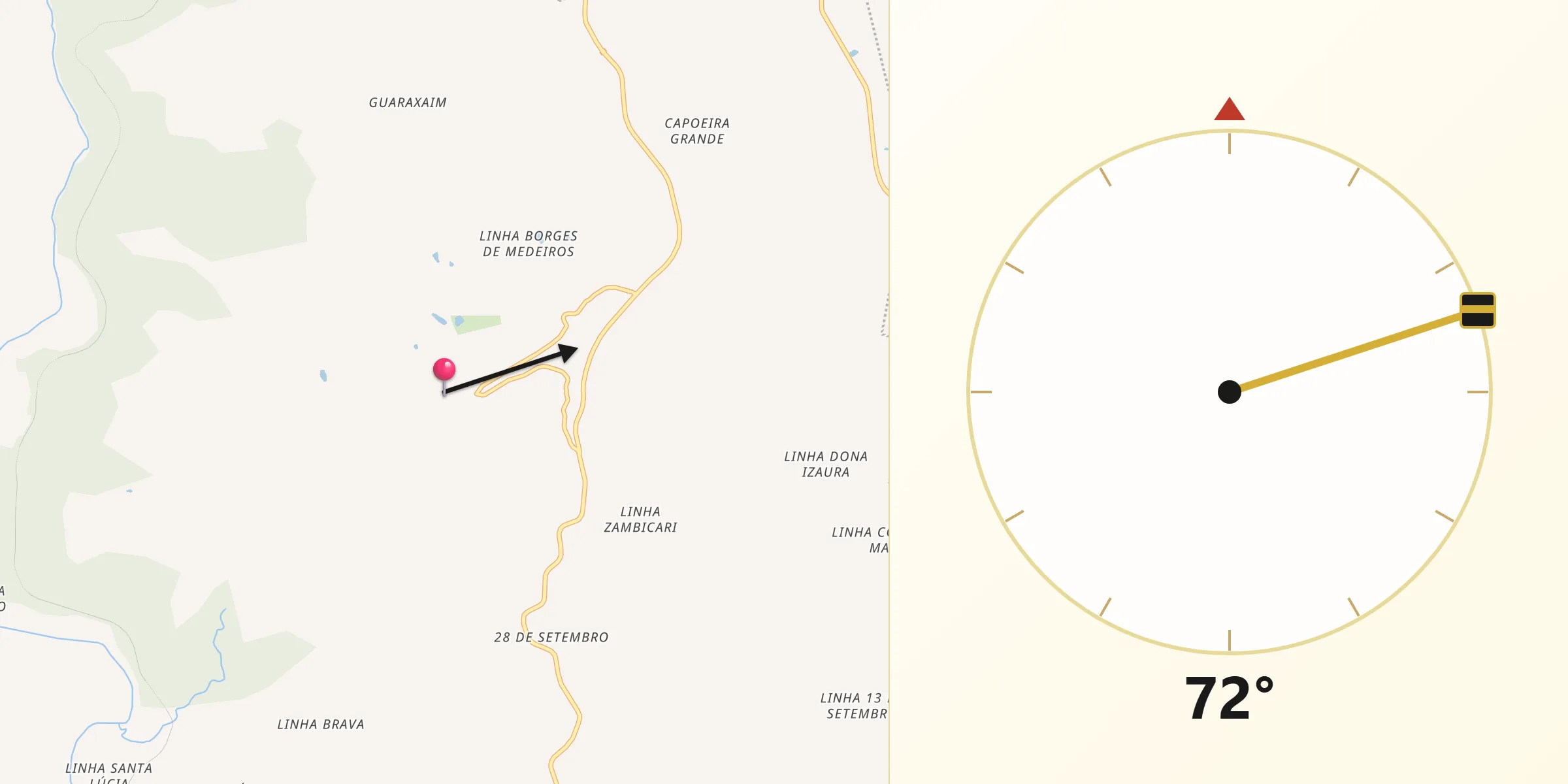 Direção da Qibla a partir de Vespasiano Corrêa