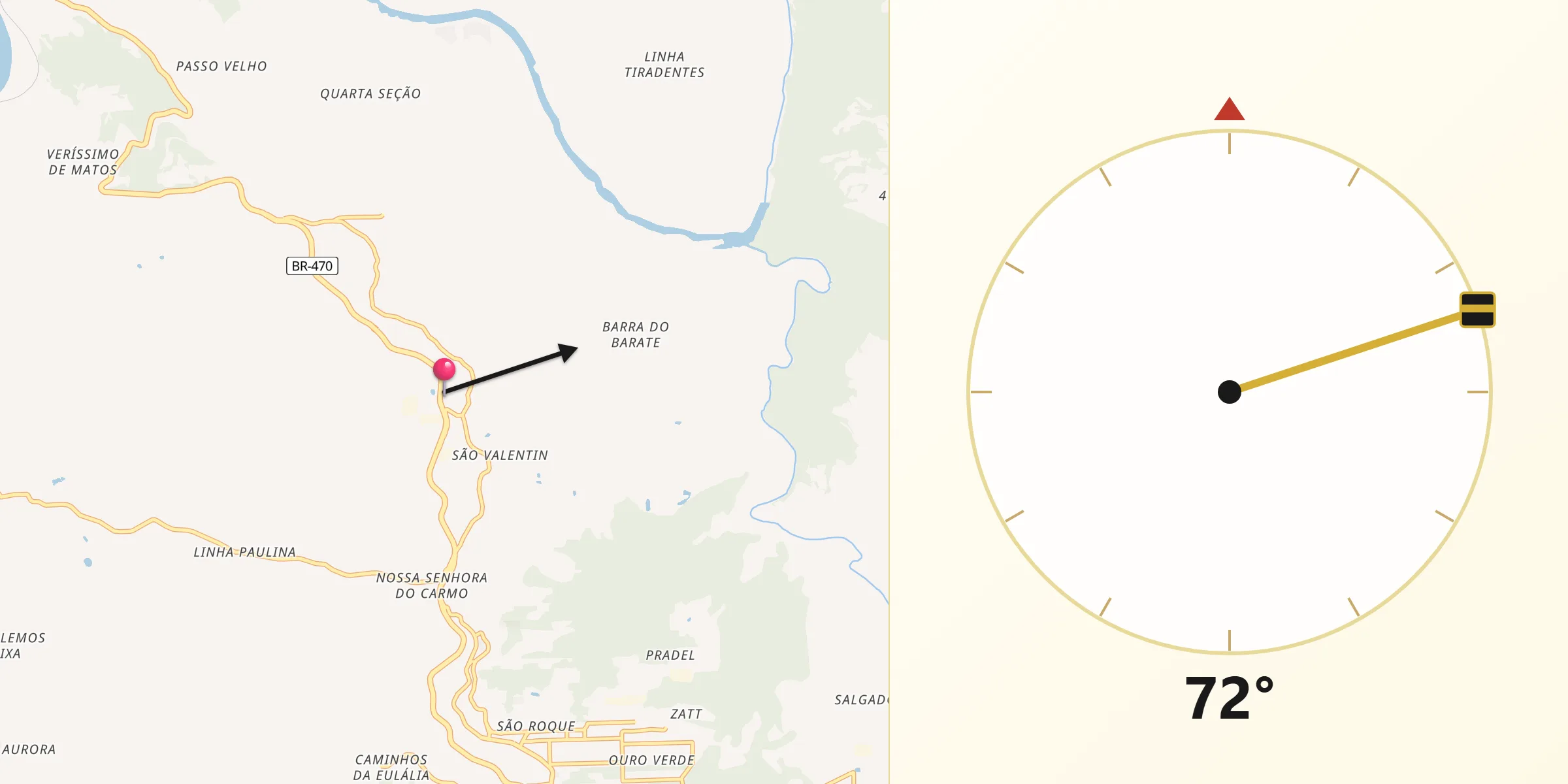 Direção da Qibla a partir de Bento Gonçalves