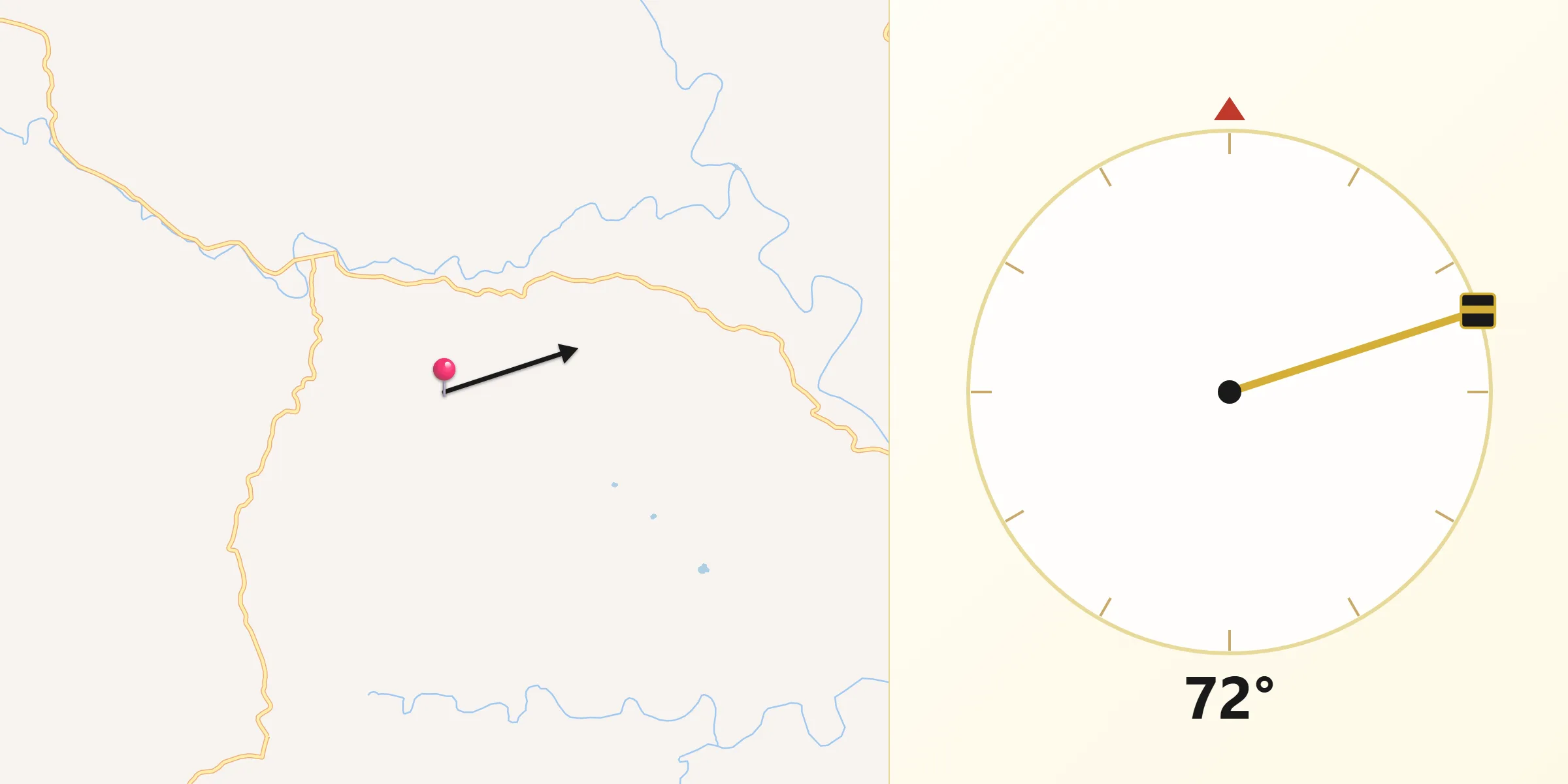 Direção da Qibla a partir de Relvado