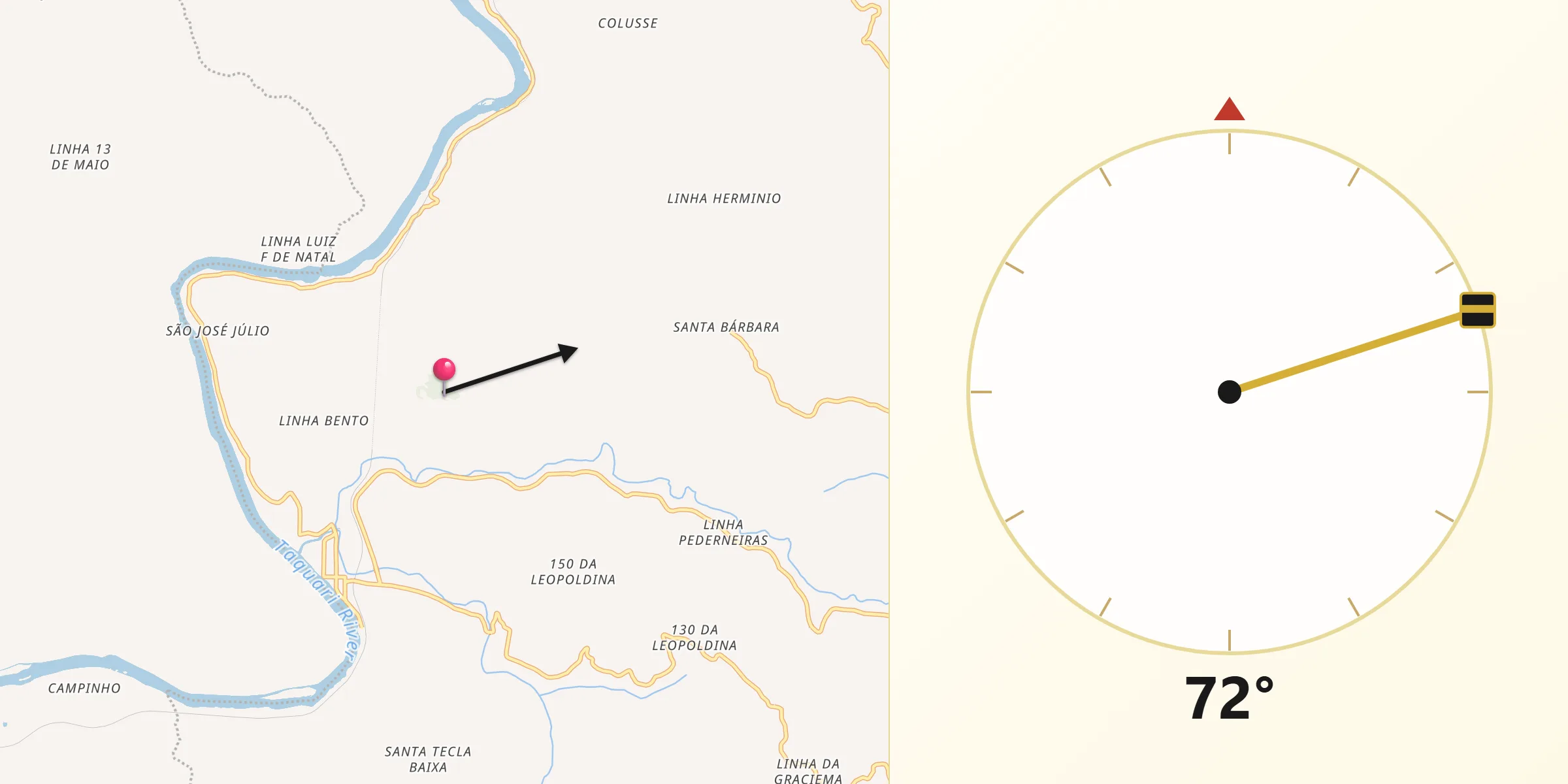 Direção da Qibla a partir de Santa Tereza