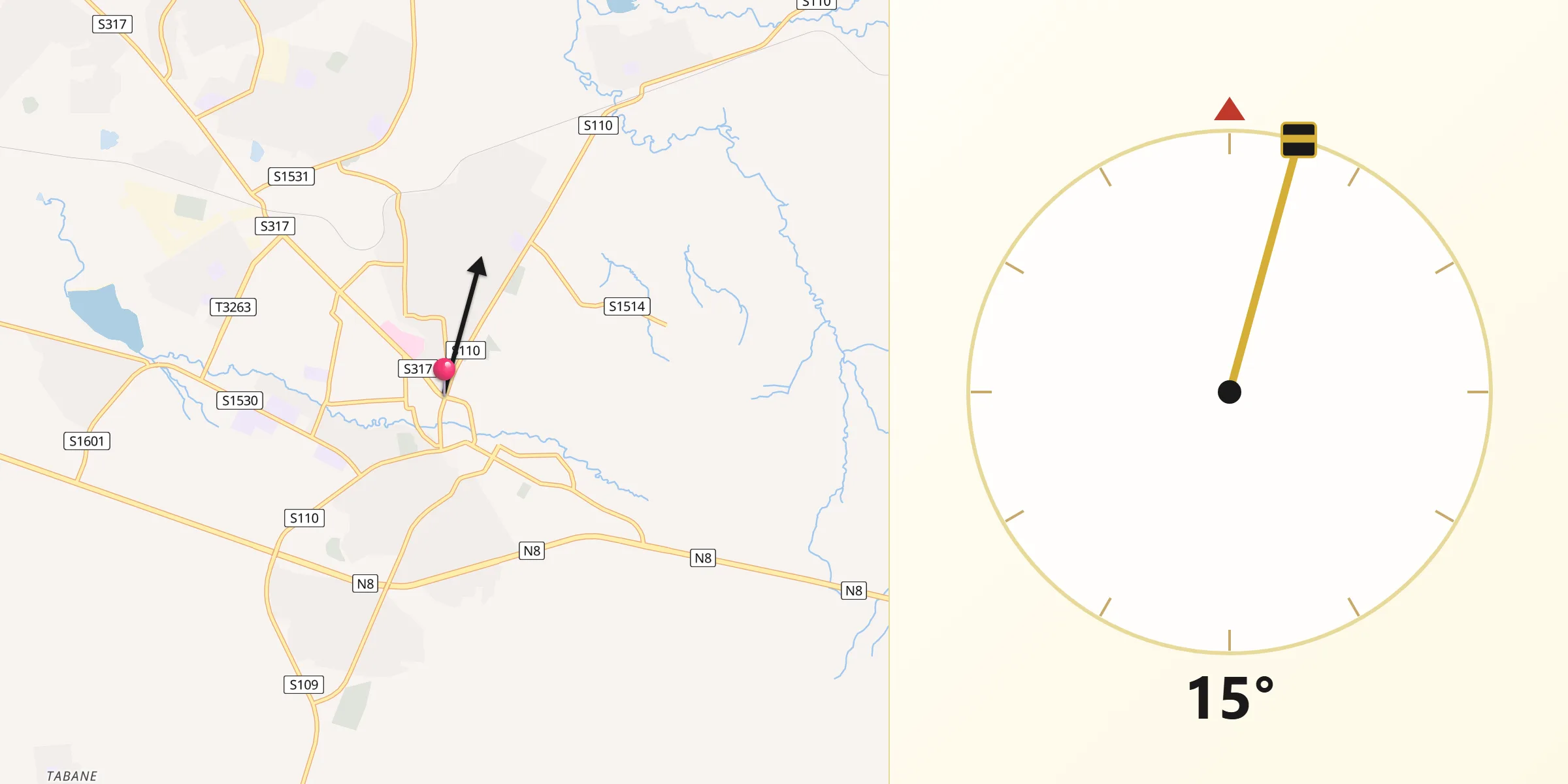 Qibla Direction from Thaba Nchu