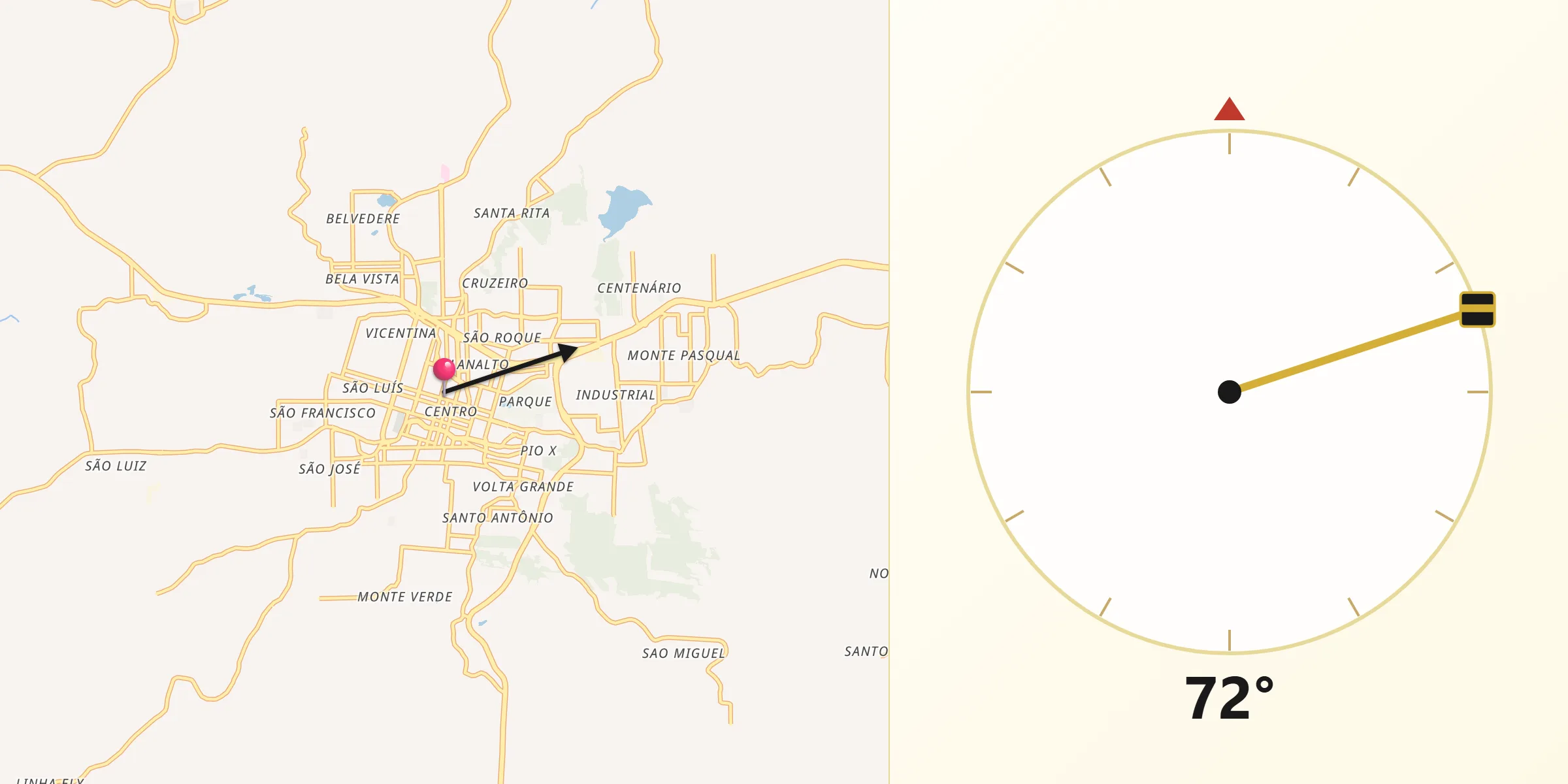 Direção da Qibla a partir de Farroupilha