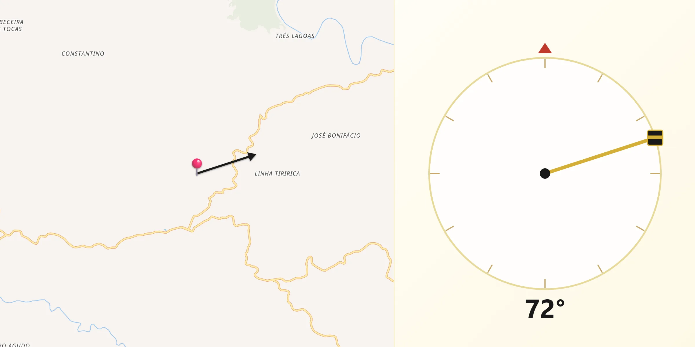 Direção da Qibla a partir de Progresso