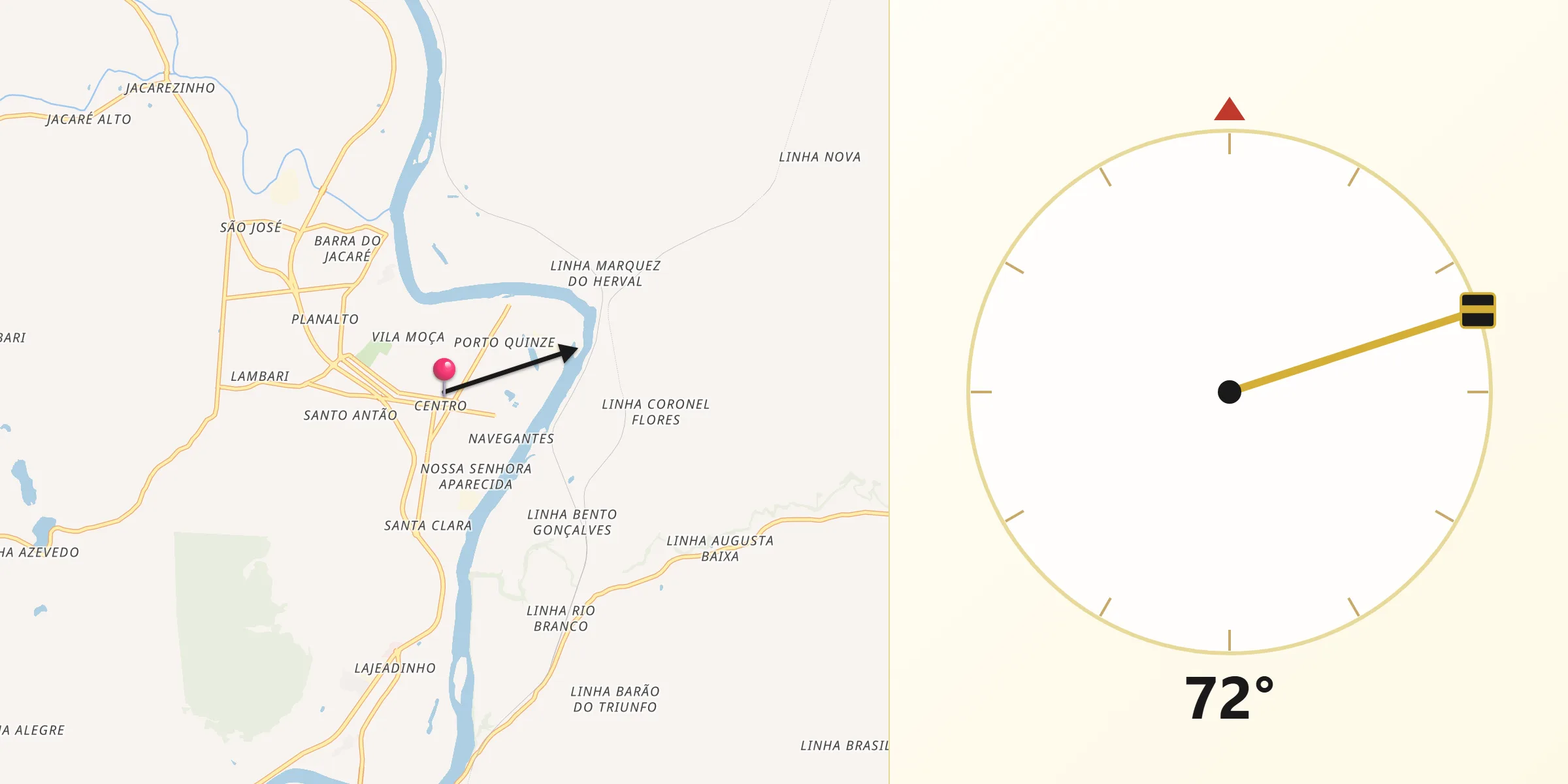 Direção da Qibla a partir de Encantado