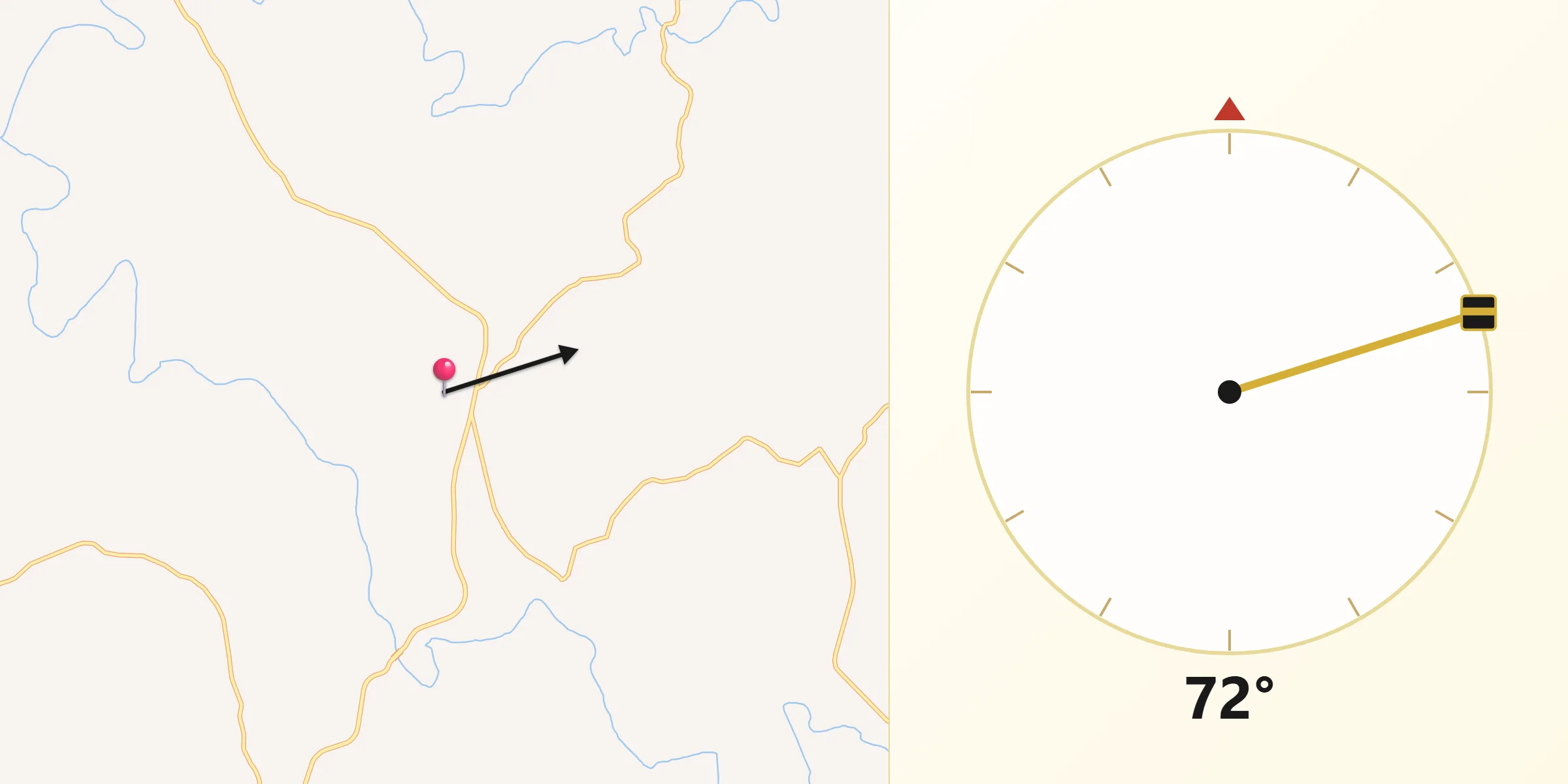 Direção da Qibla a partir de Arroio do Tigre