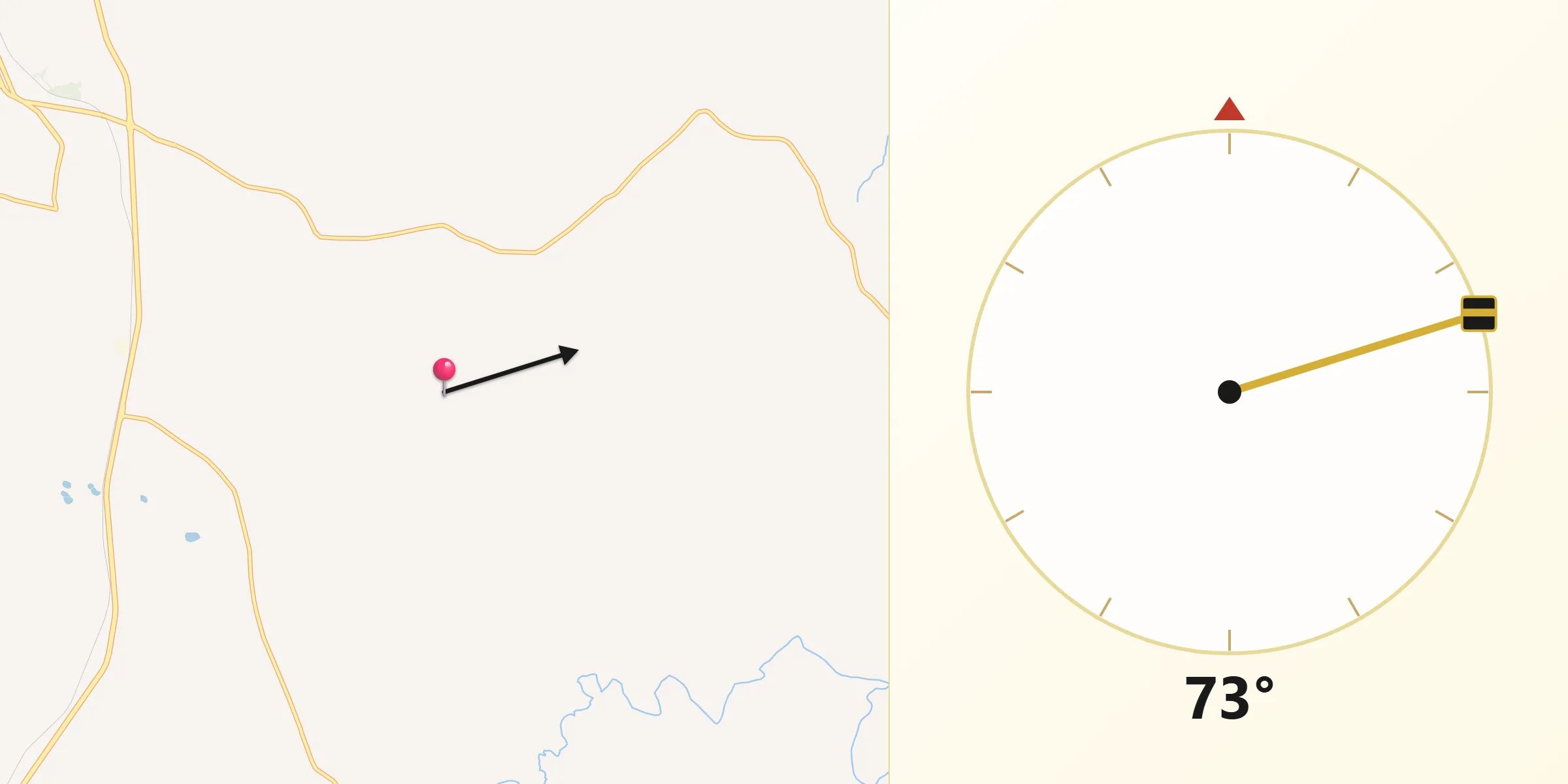 Direção da Qibla a partir de Júlio de Castilhos