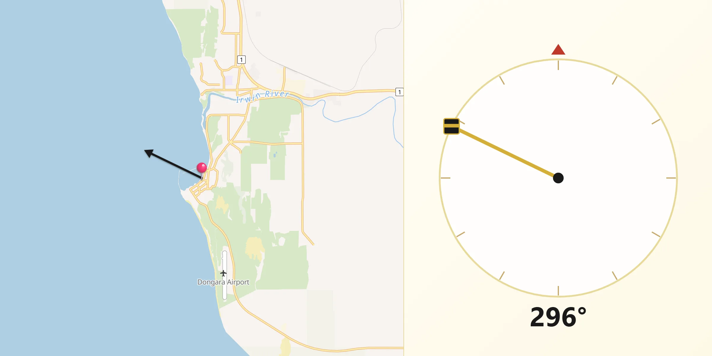 Qibla Direction from Port Denison