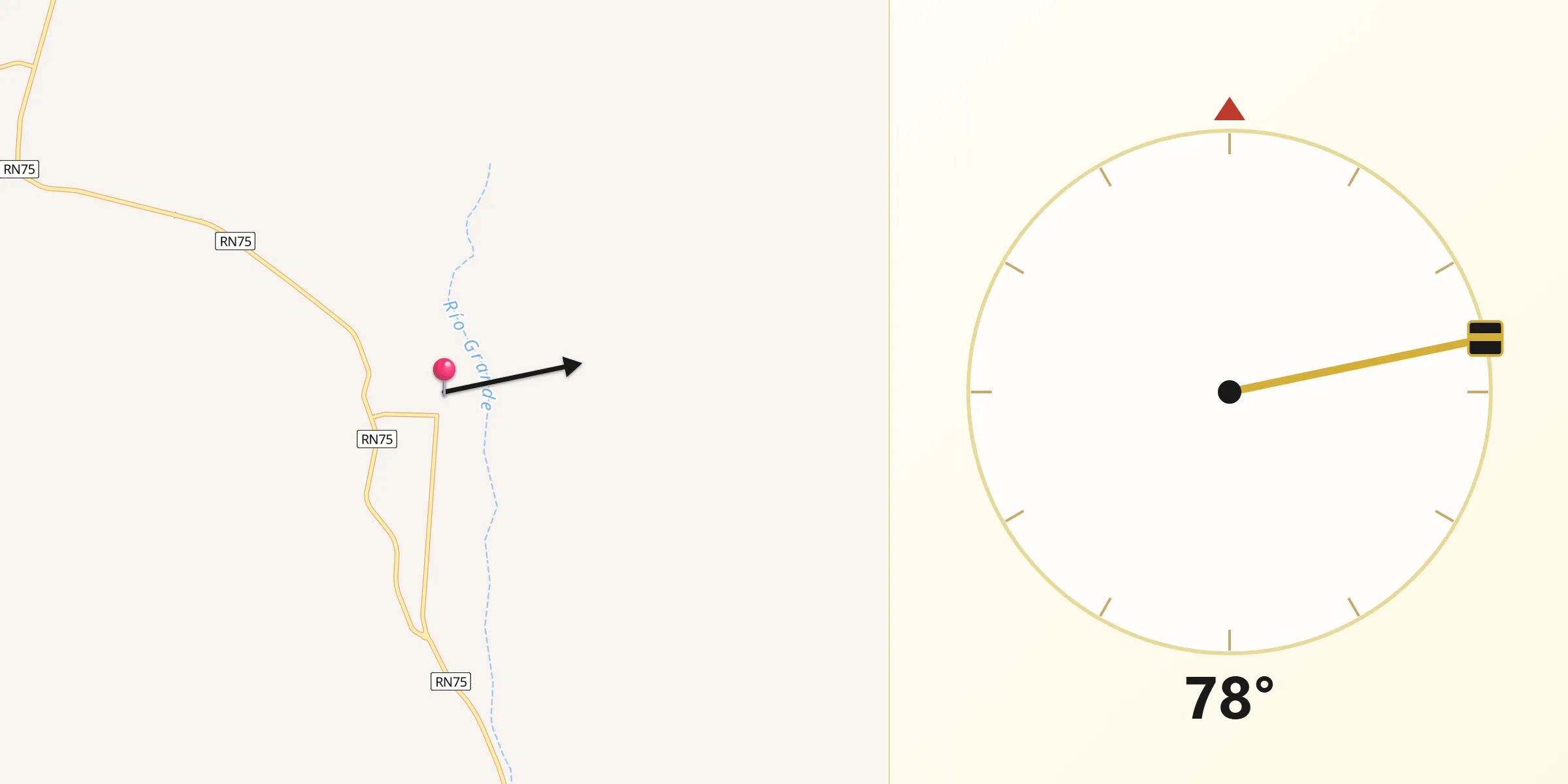 Dirección de la Qibla desde Villa Bustos