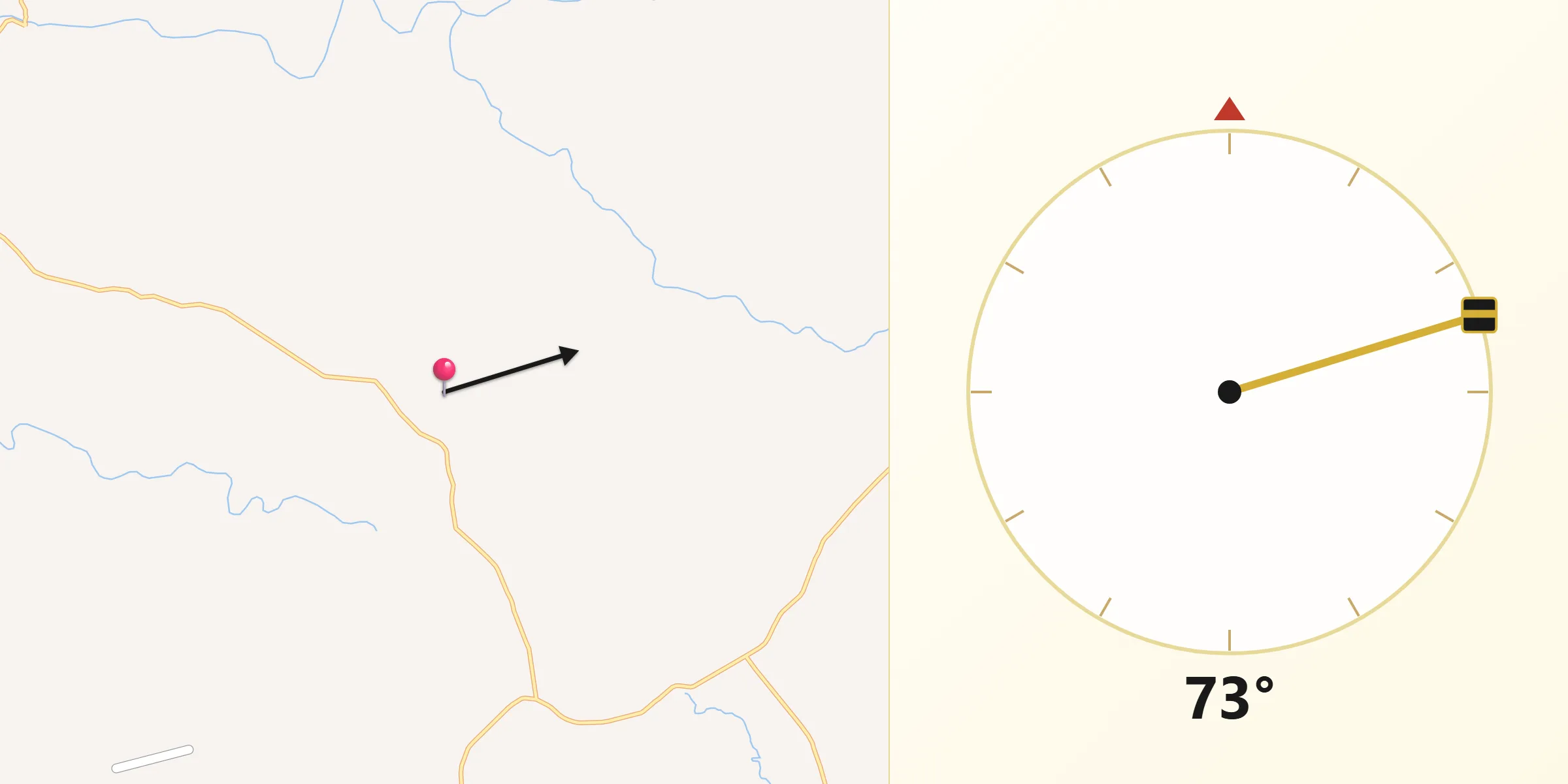 Direção da Qibla a partir de Jari