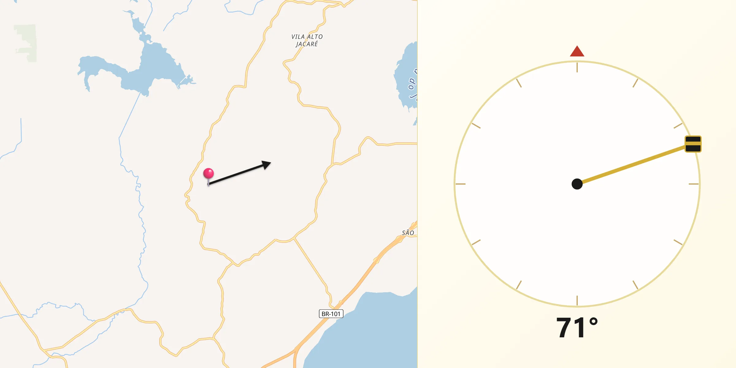 Direção da Qibla a partir de Dom Pedro de Alcântara