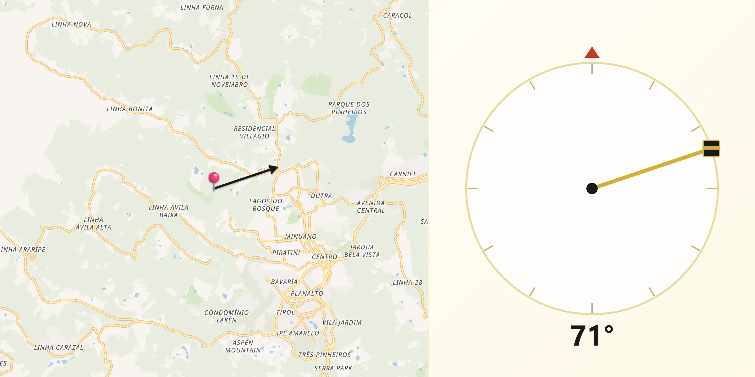 Direção da Qibla a partir de Gramado