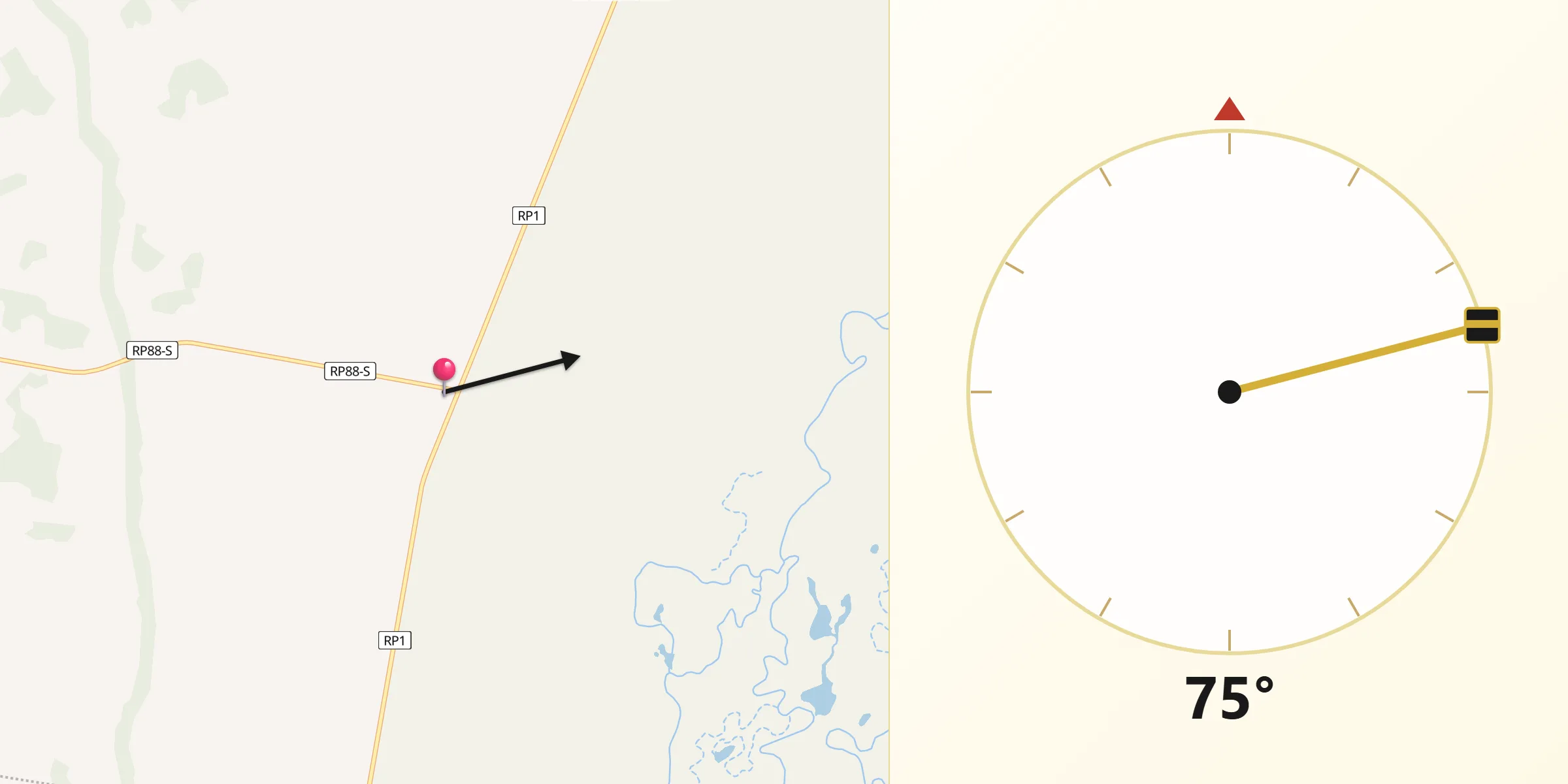 Dirección de la Qibla desde Los Laureles