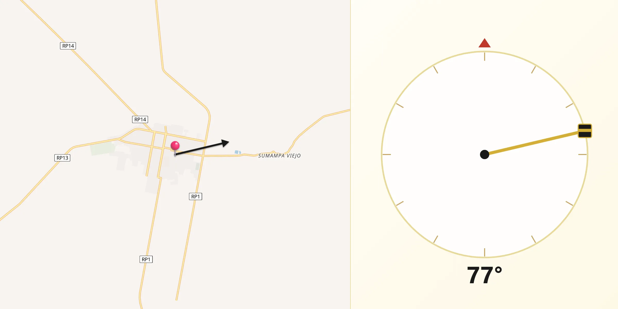 Dirección de la Qibla desde Sumampa