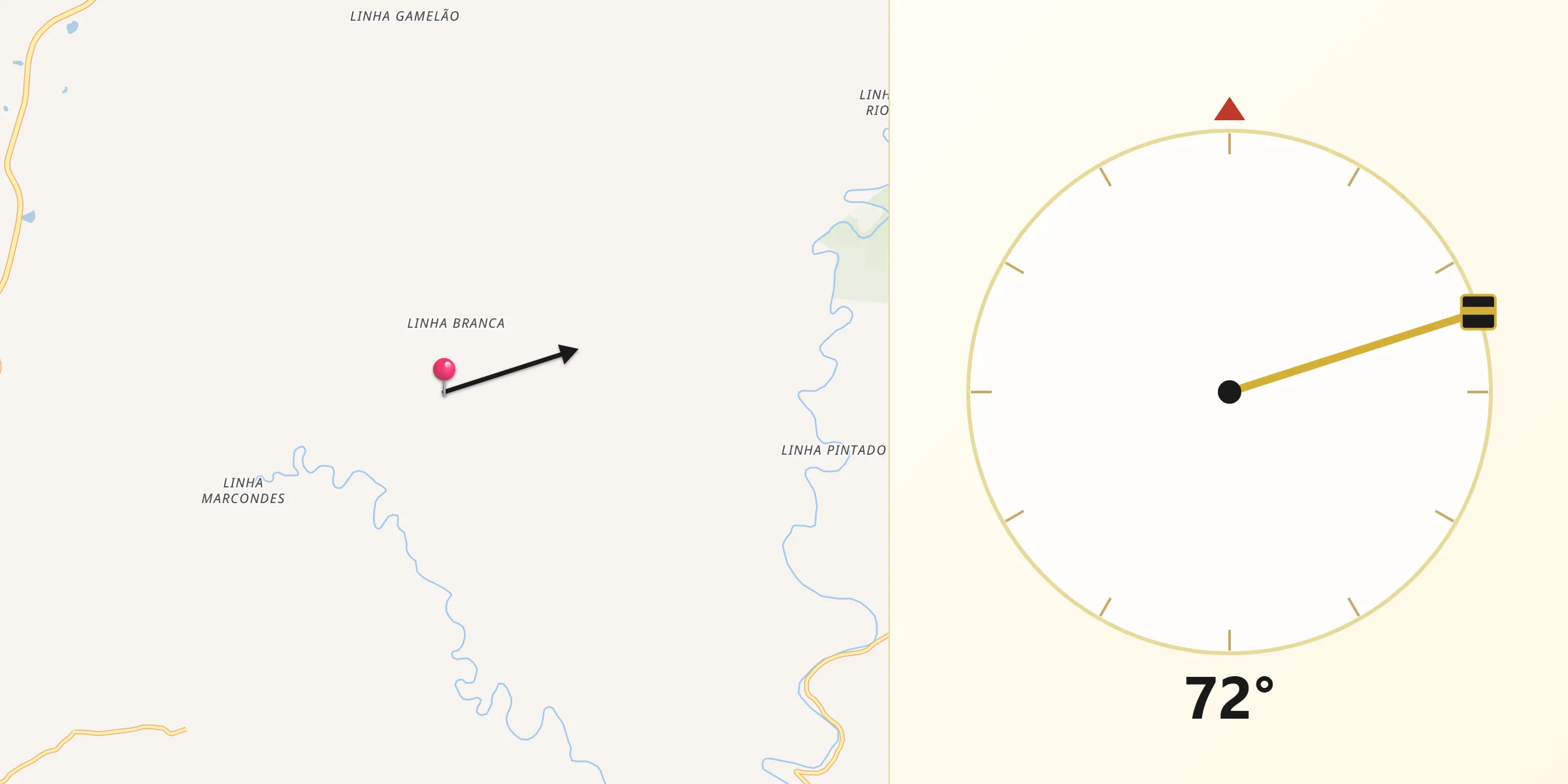 Direção da Qibla a partir de Sinimbu