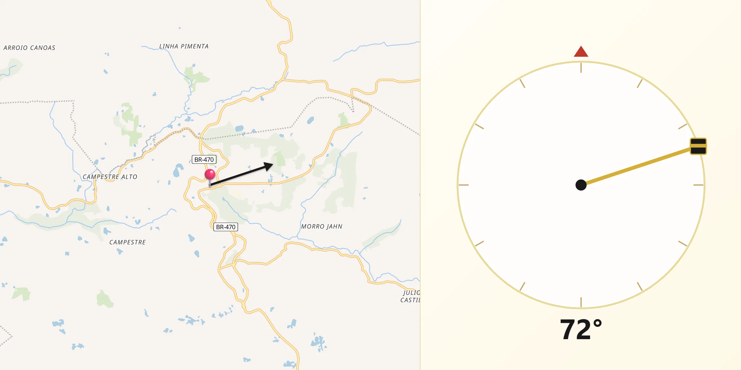 Direção da Qibla a partir de São Pedro da Serra