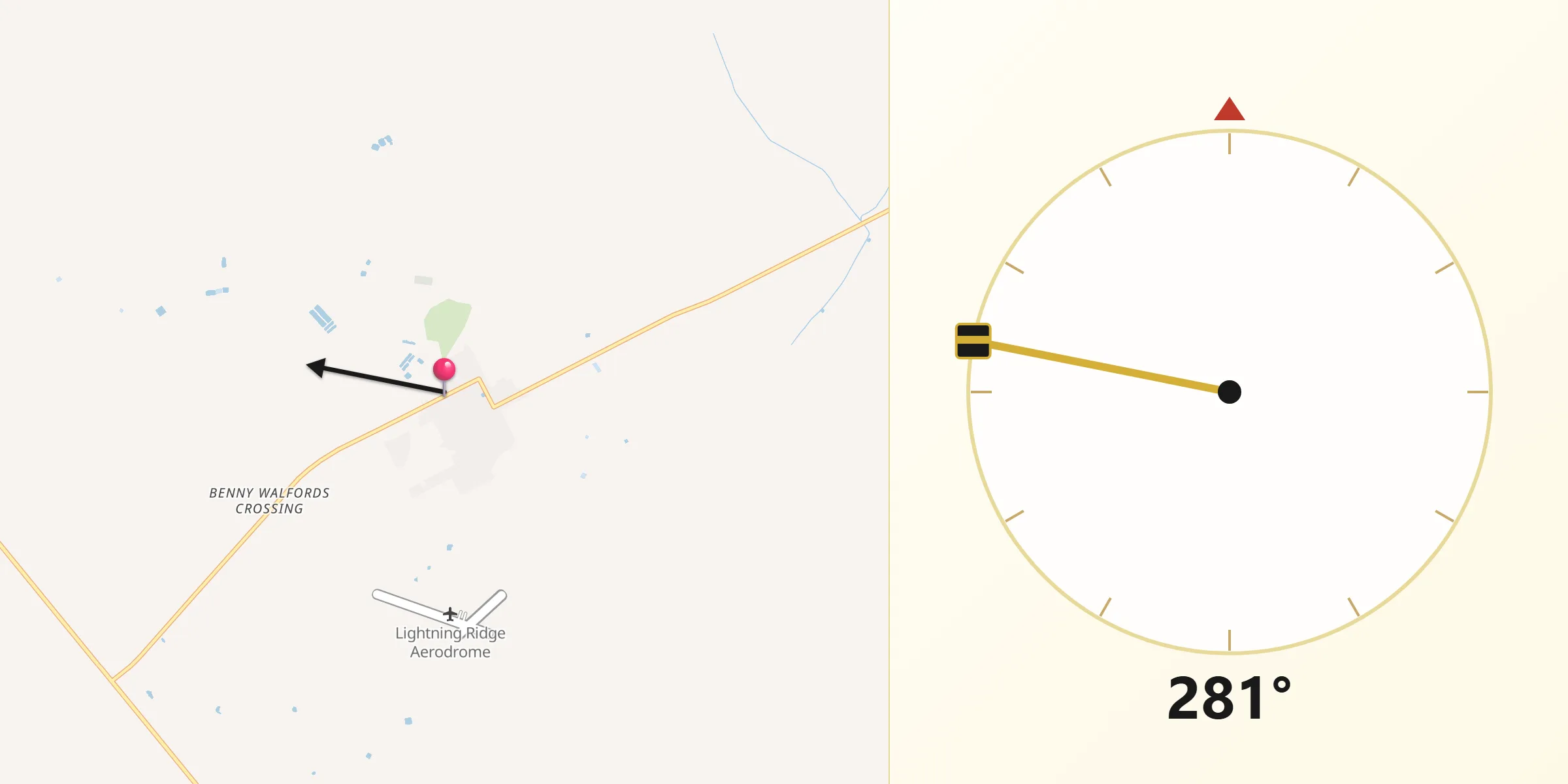 Qibla Direction from Lightning Ridge