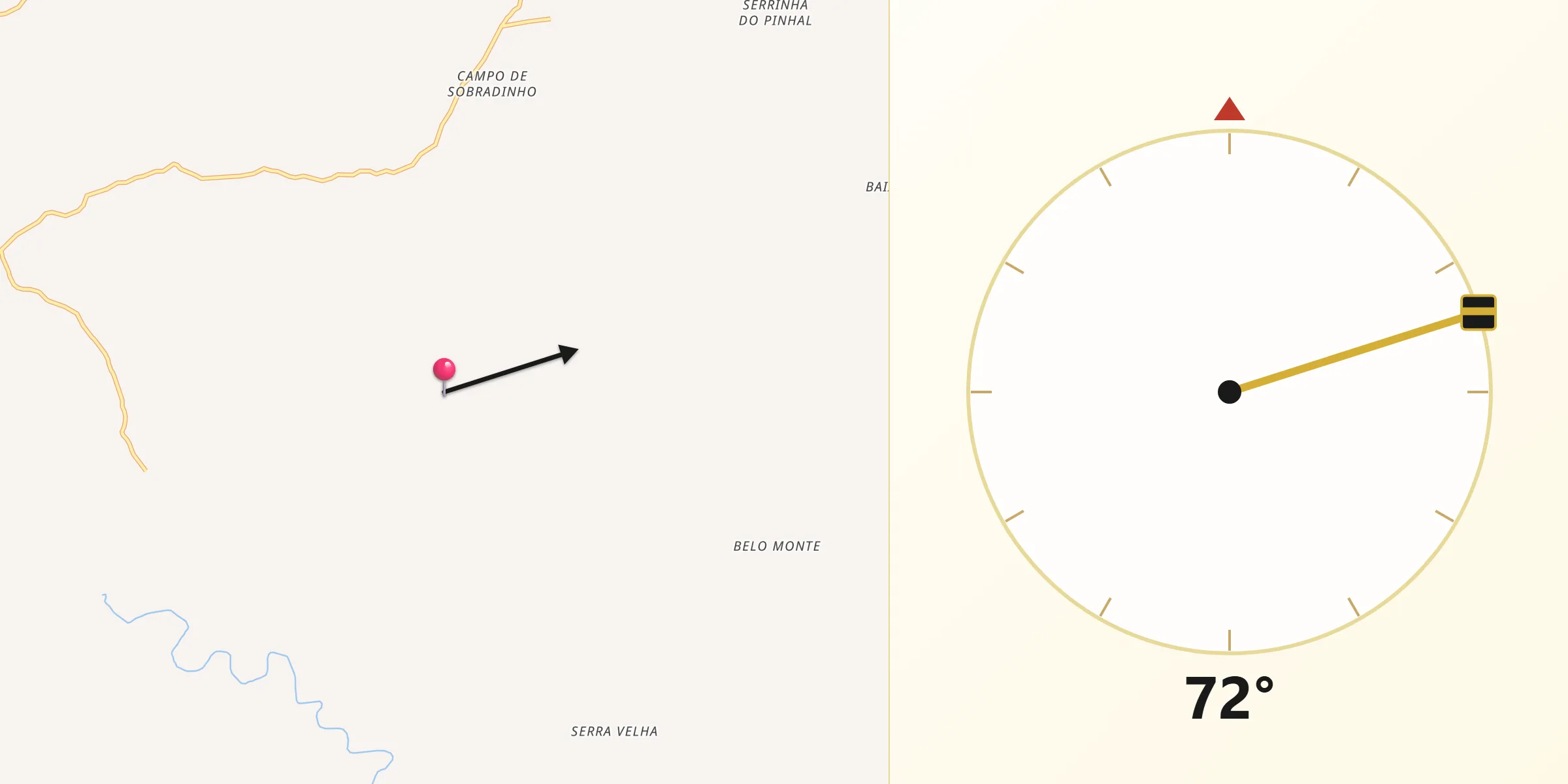 Direção da Qibla a partir de Passa Sete