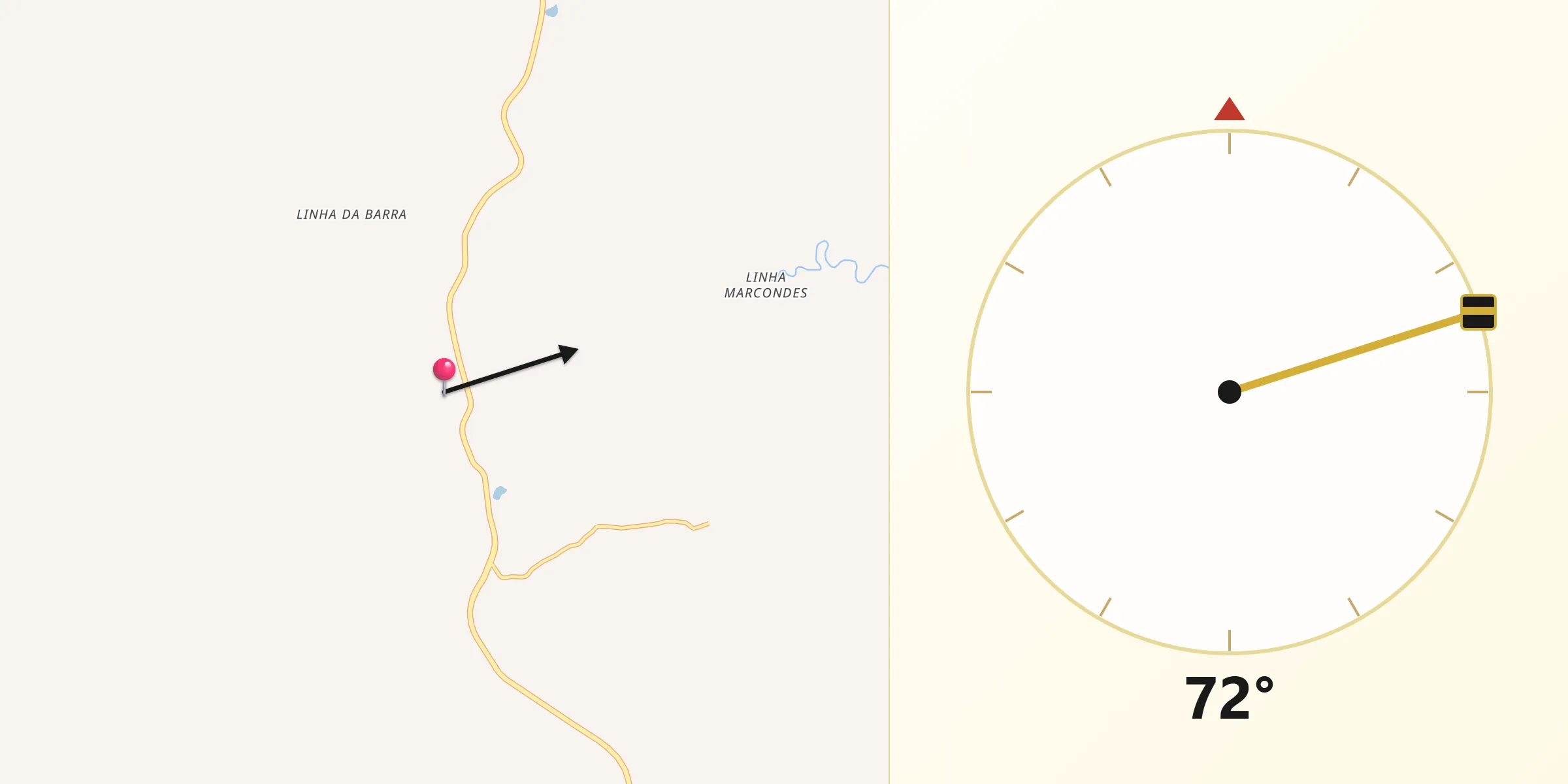 Direção da Qibla a partir de Herveiras