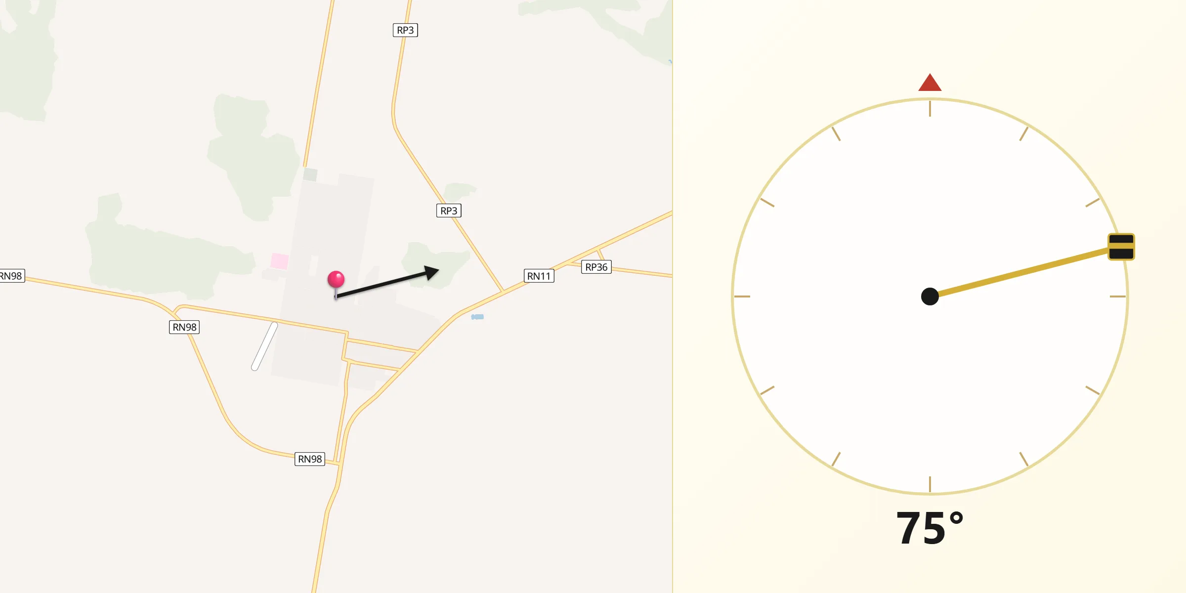 Dirección de la Qibla desde Vera