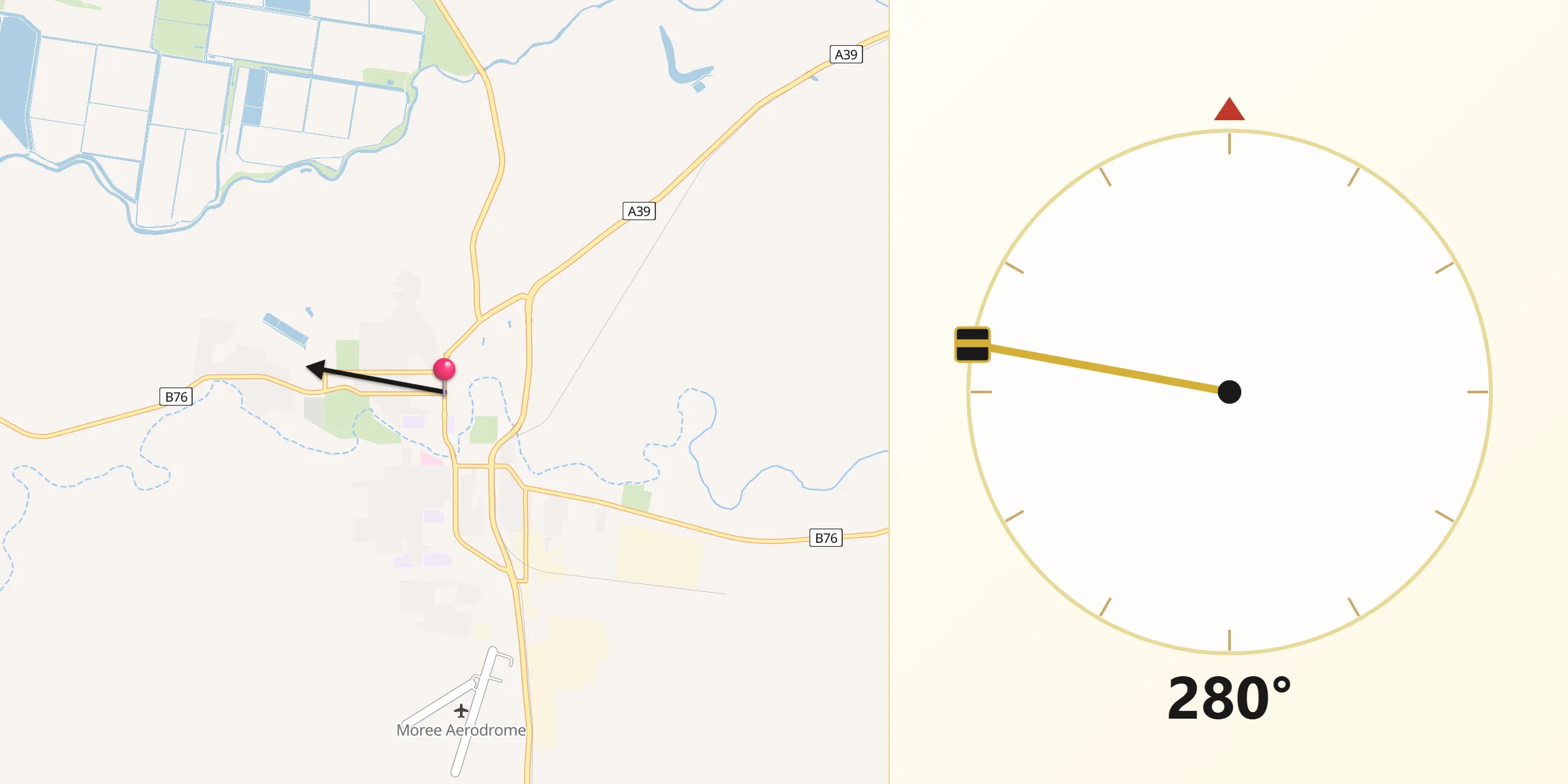Qibla Direction from Moree