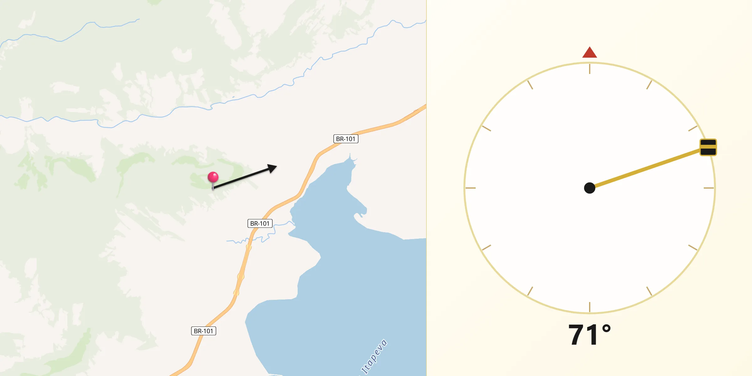 Direção da Qibla a partir de Três Cachoeiras