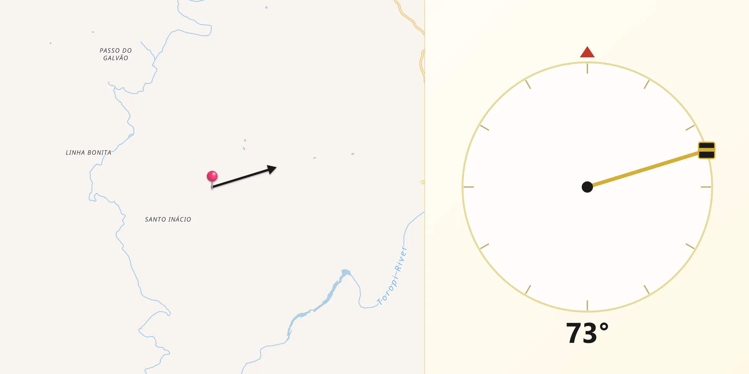 Direção da Qibla a partir de Toropi