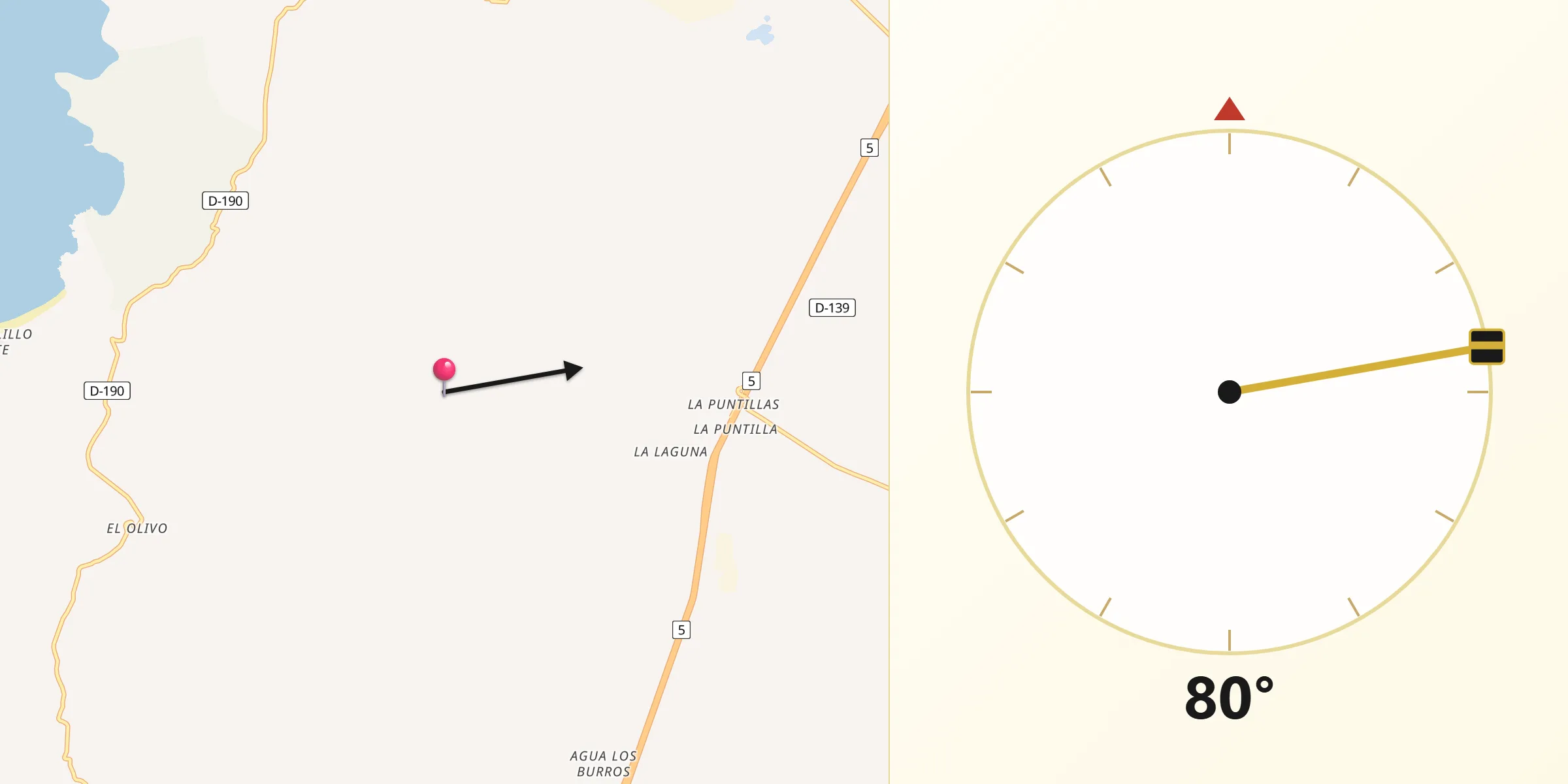 Dirección de la Qibla desde La Higuera