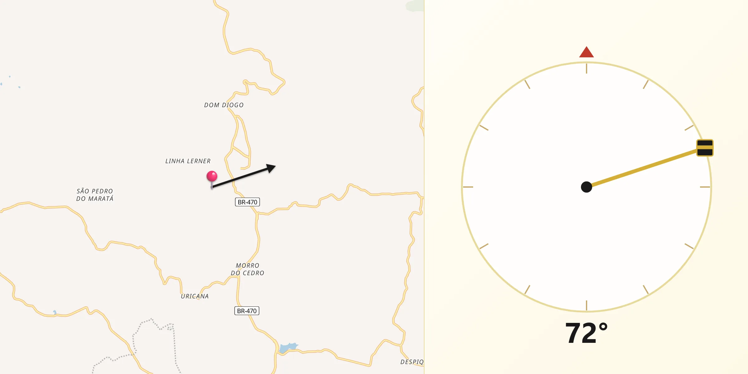 Direção da Qibla a partir de São José do Sul