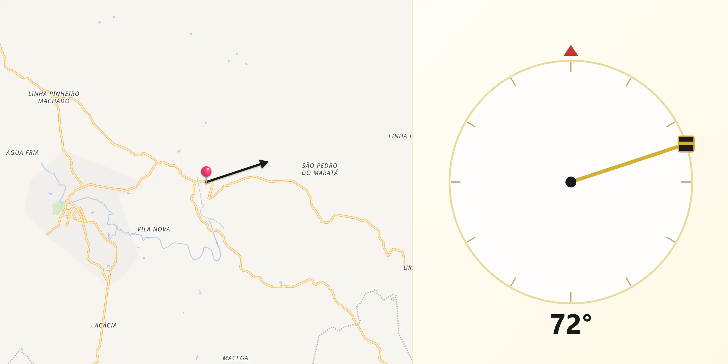 Direção da Qibla a partir de Maratá